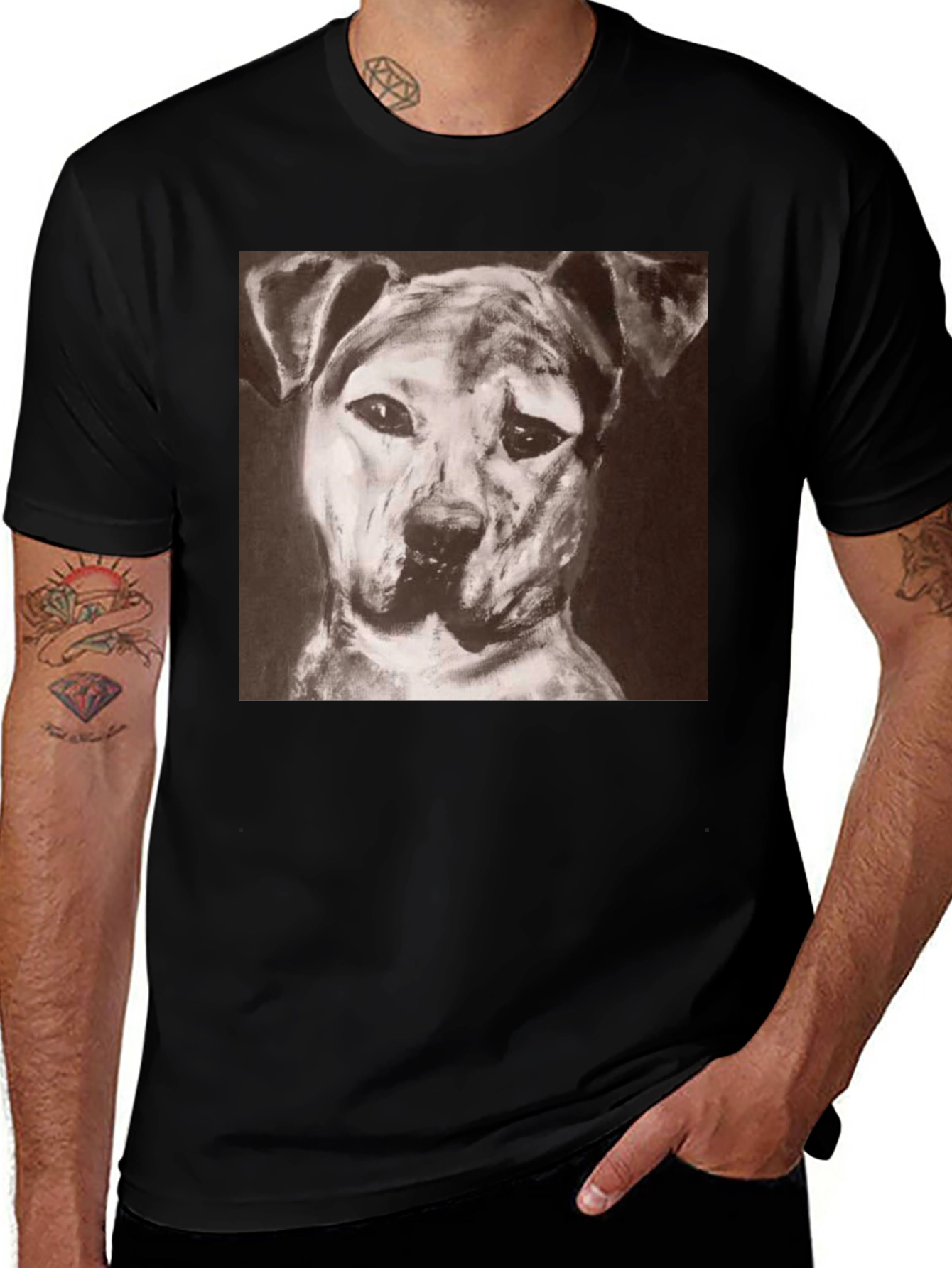 Variant 16 of Dog Portrait Black T-Shirt - Artistic Graphic Tee