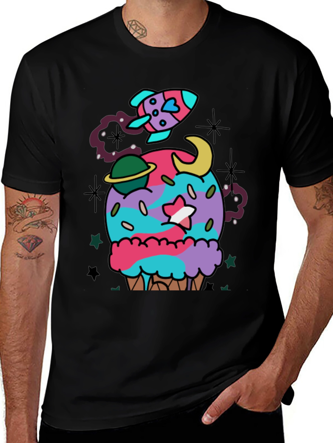 Variant 27 of Cosmic Cupcake T-Shirt - Galaxy Ice Cream Tee