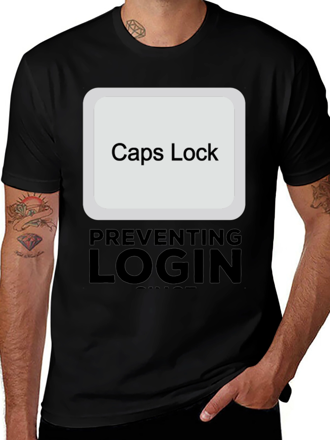 Variant 3 of Caps Lock Preventing Login T-Shirt