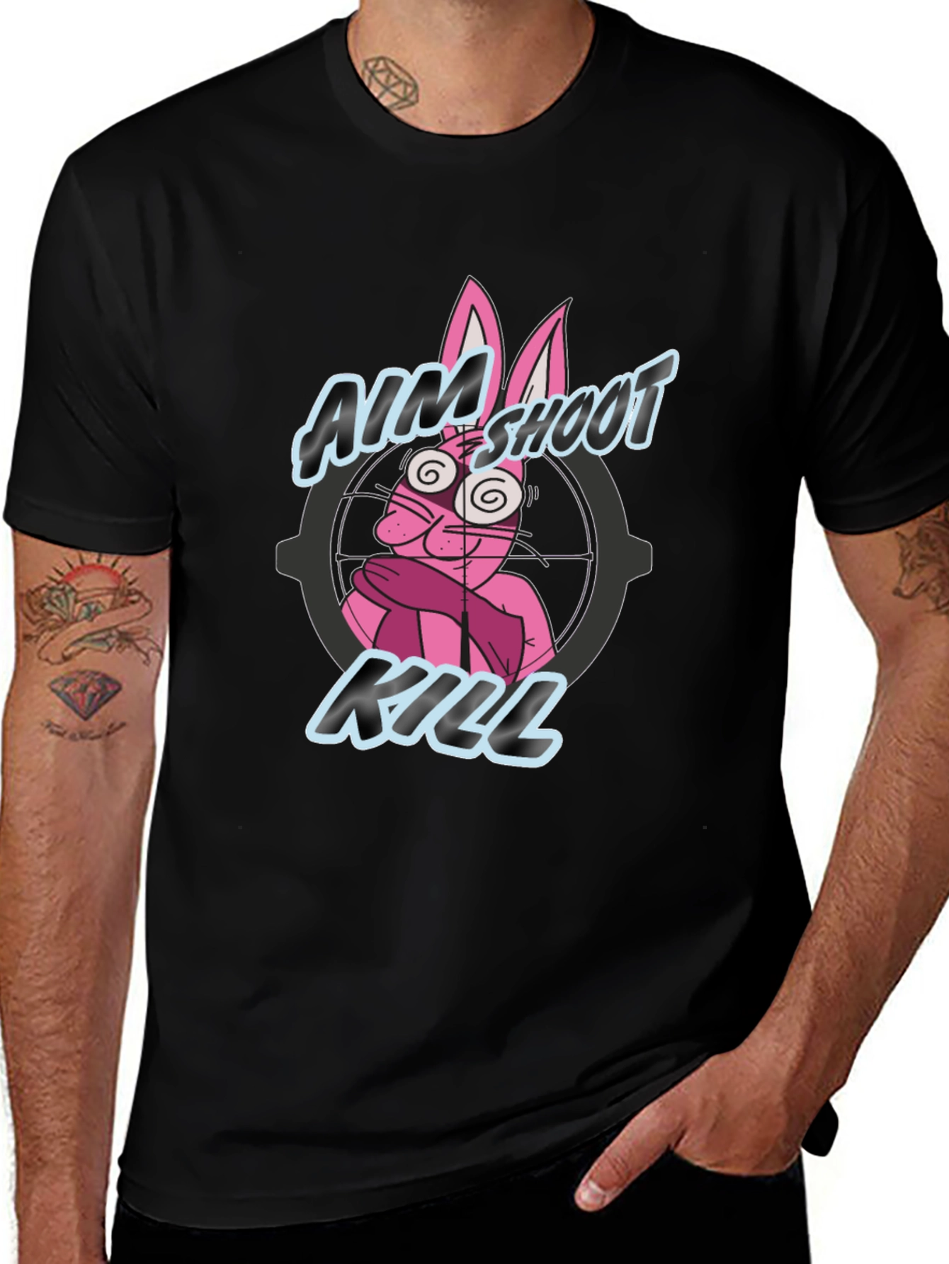 Variant 24 of Aim Shoot Kill Rabbit Black T-Shirt