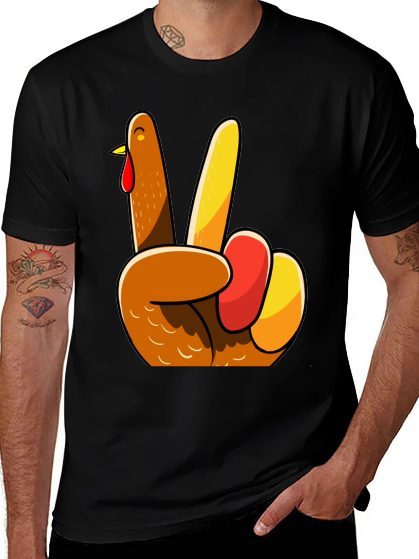 Variant 11 of Thanksgiving Turkey Peace Sign T-Shirt