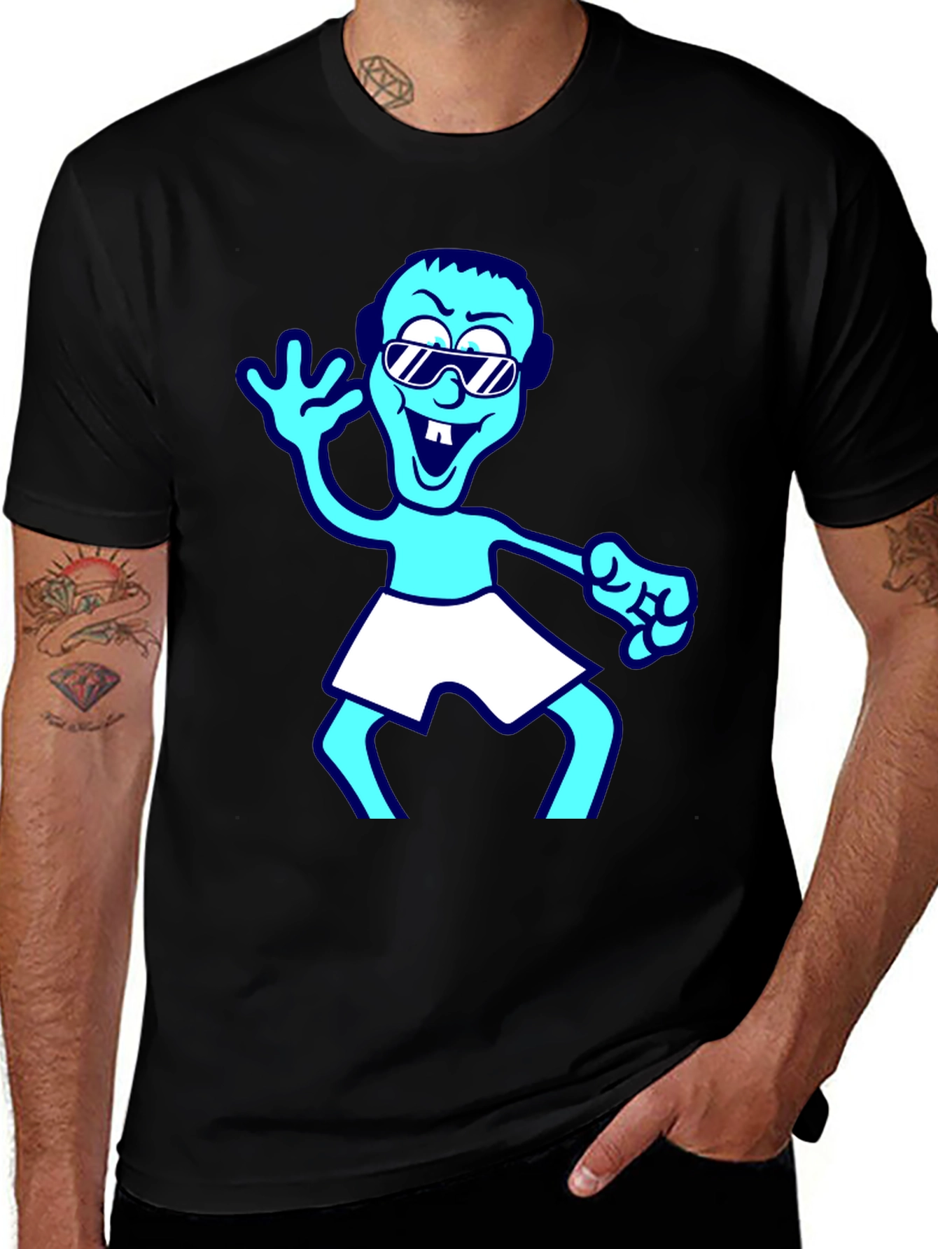 Variant 22 of Cartoon Graphic T-Shirt - Black