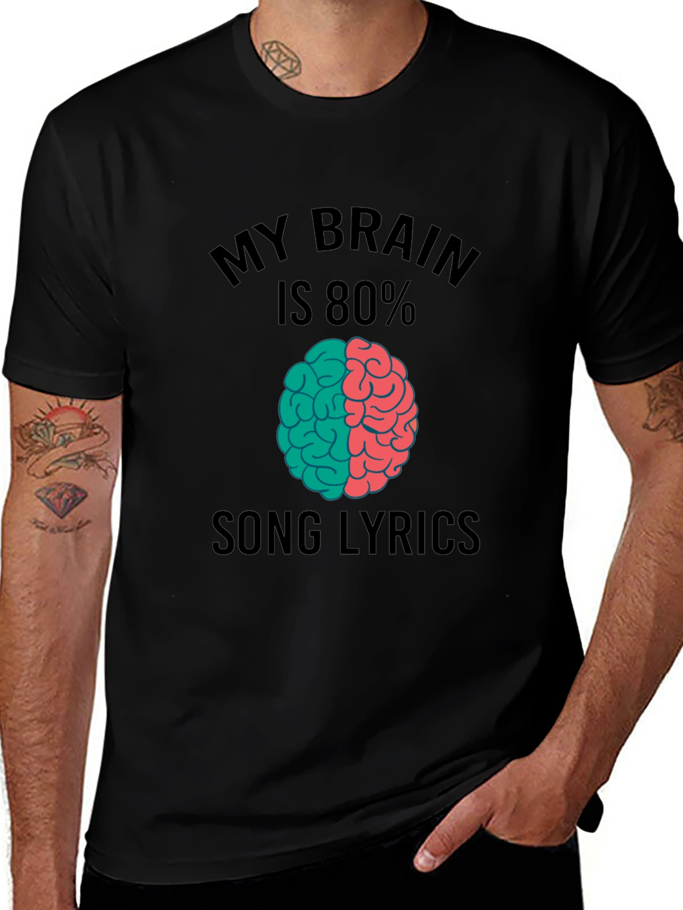 Variant 5 of Song Lyrics Brain T-Shirt - Music Lover Tee