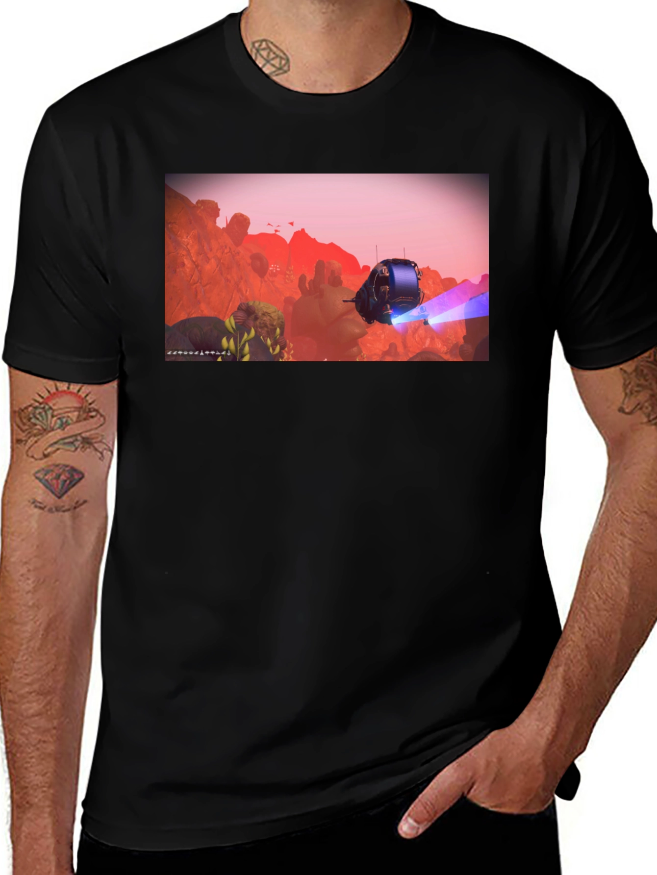Variant 27 of Sci-Fi Scene Graphic Tee - Black Casual Shirt