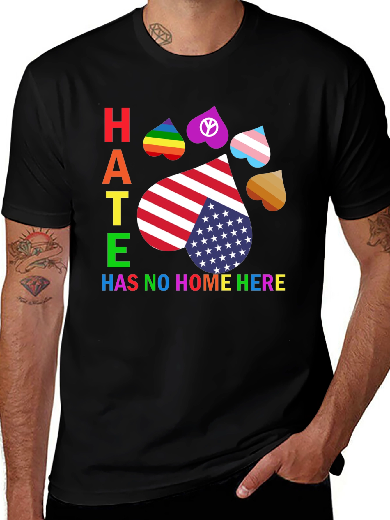 Variant 16 of Hate Has No Home Here Pride Paw Print T-Shirt