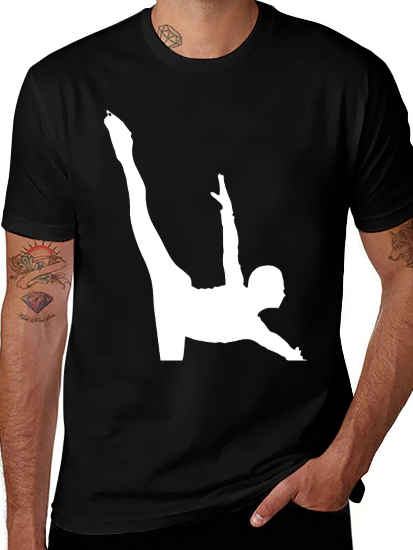Variant 28 of Gymnast Silhouette Graphic Tee - Black Cotton Blend