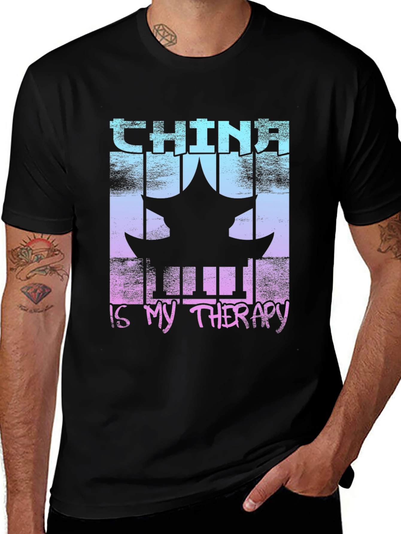 China Therapy T-Shirt Asian Pagoda Graphic Tee