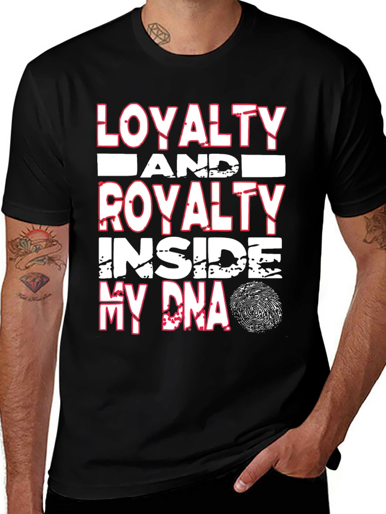 Variant 4 of Loyalty & Royalty DNA Black Graphic Tee