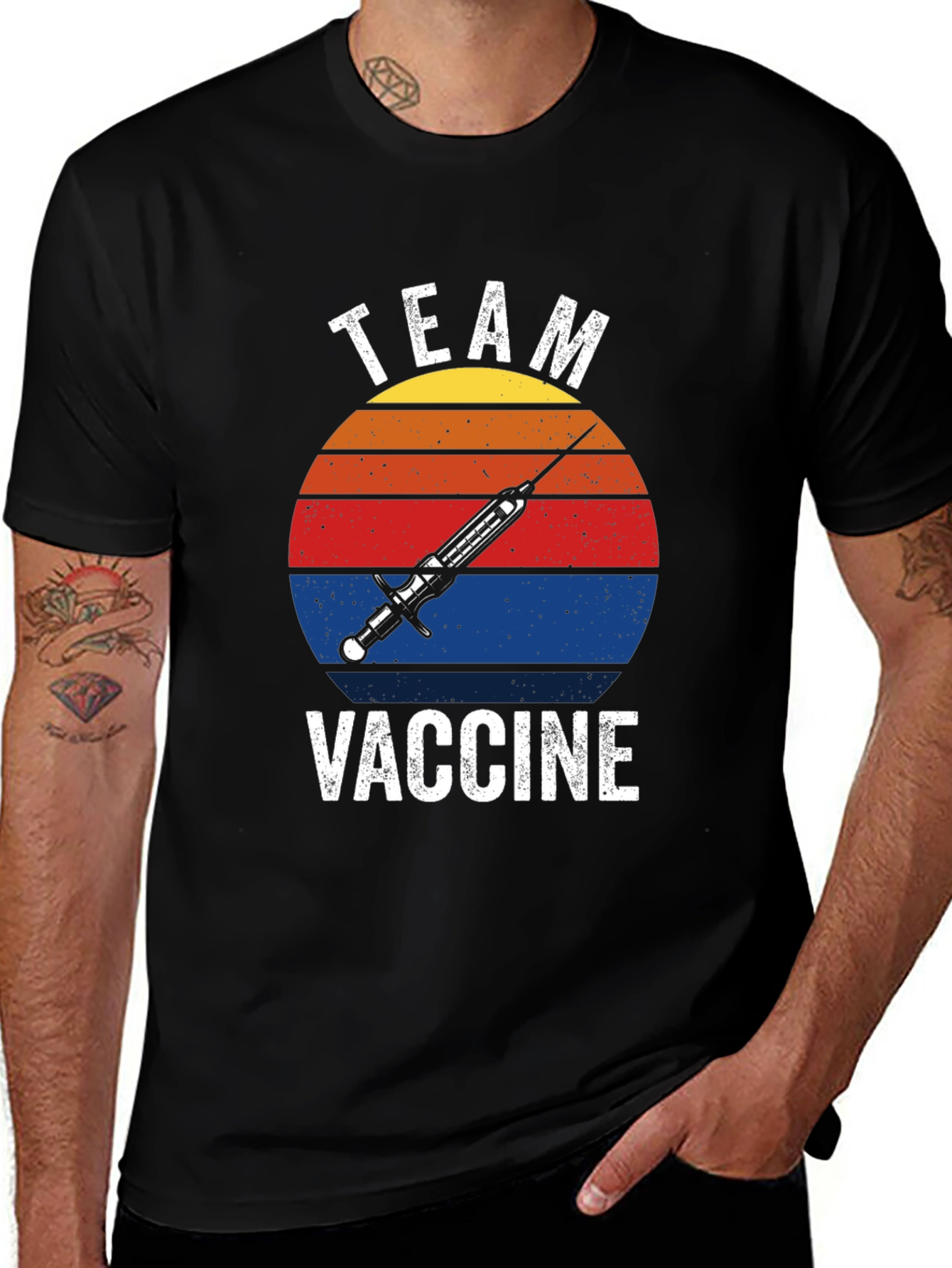 Variant 22 of Team Vaccine T-Shirt - Retro Sunset Graphic