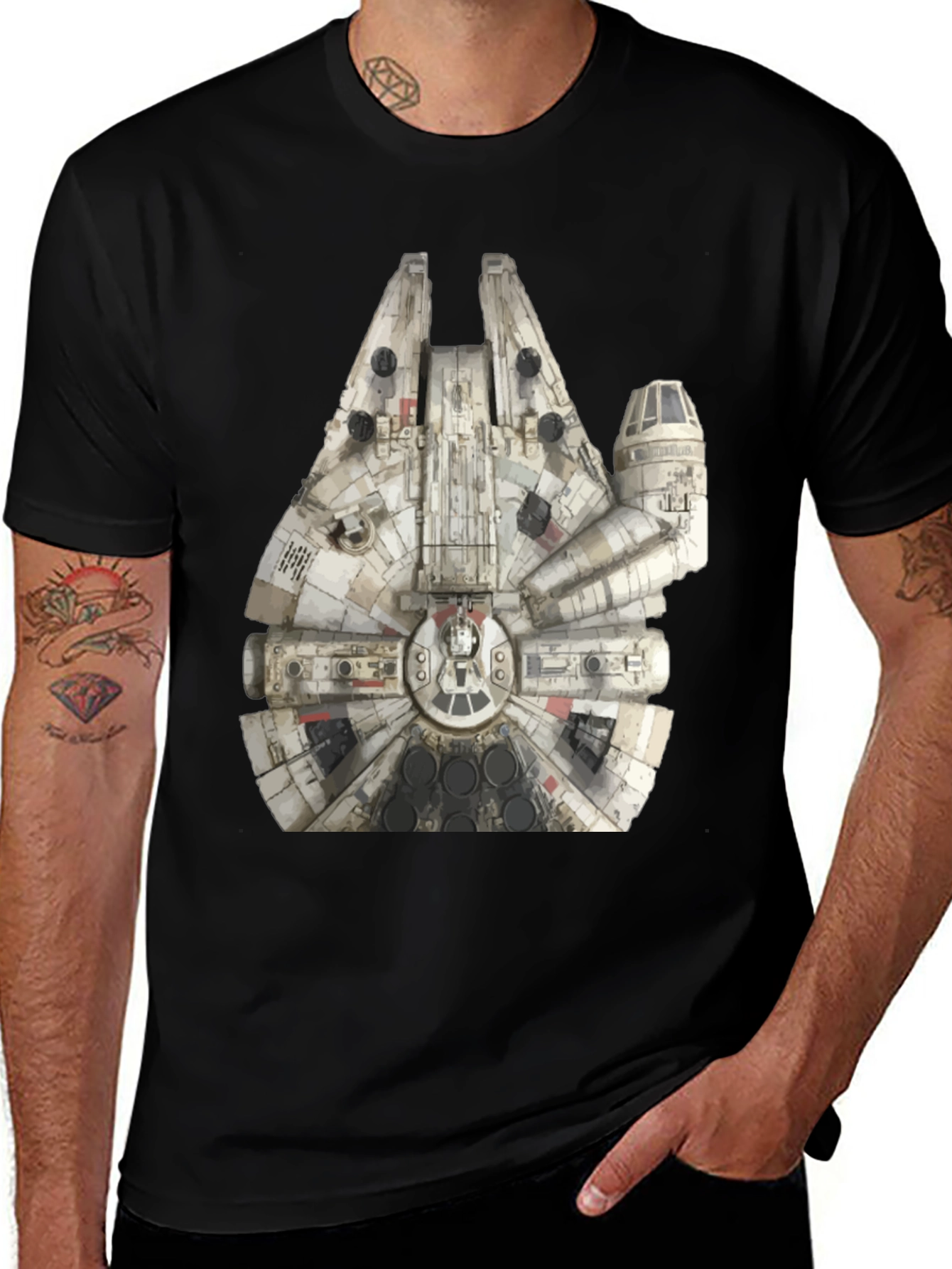 Black Millennium Falcon Graphic T-Shirt main image