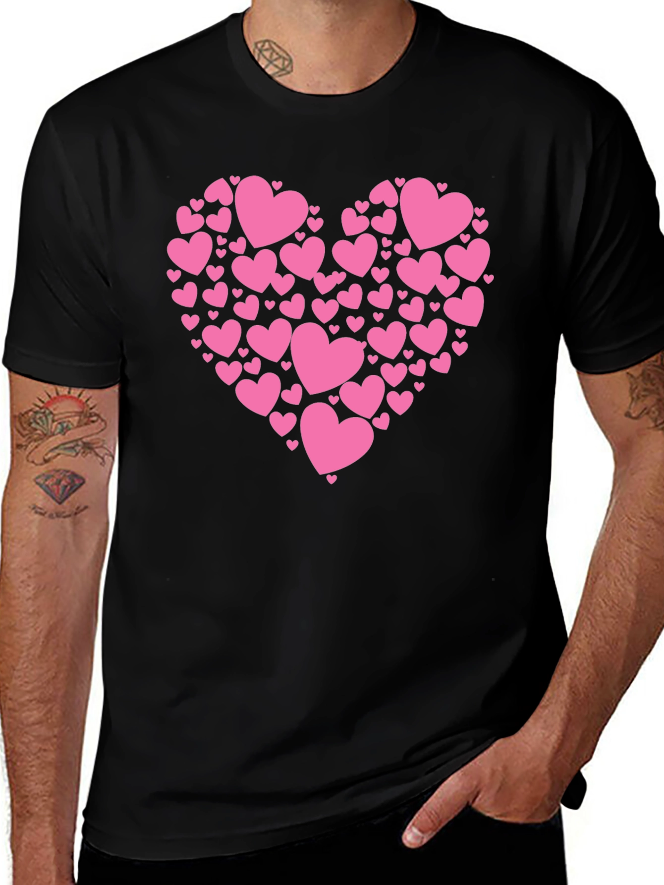 Black Heart Made of Hearts Graphic Tee - Black Cotton Blend T-Shirt main image