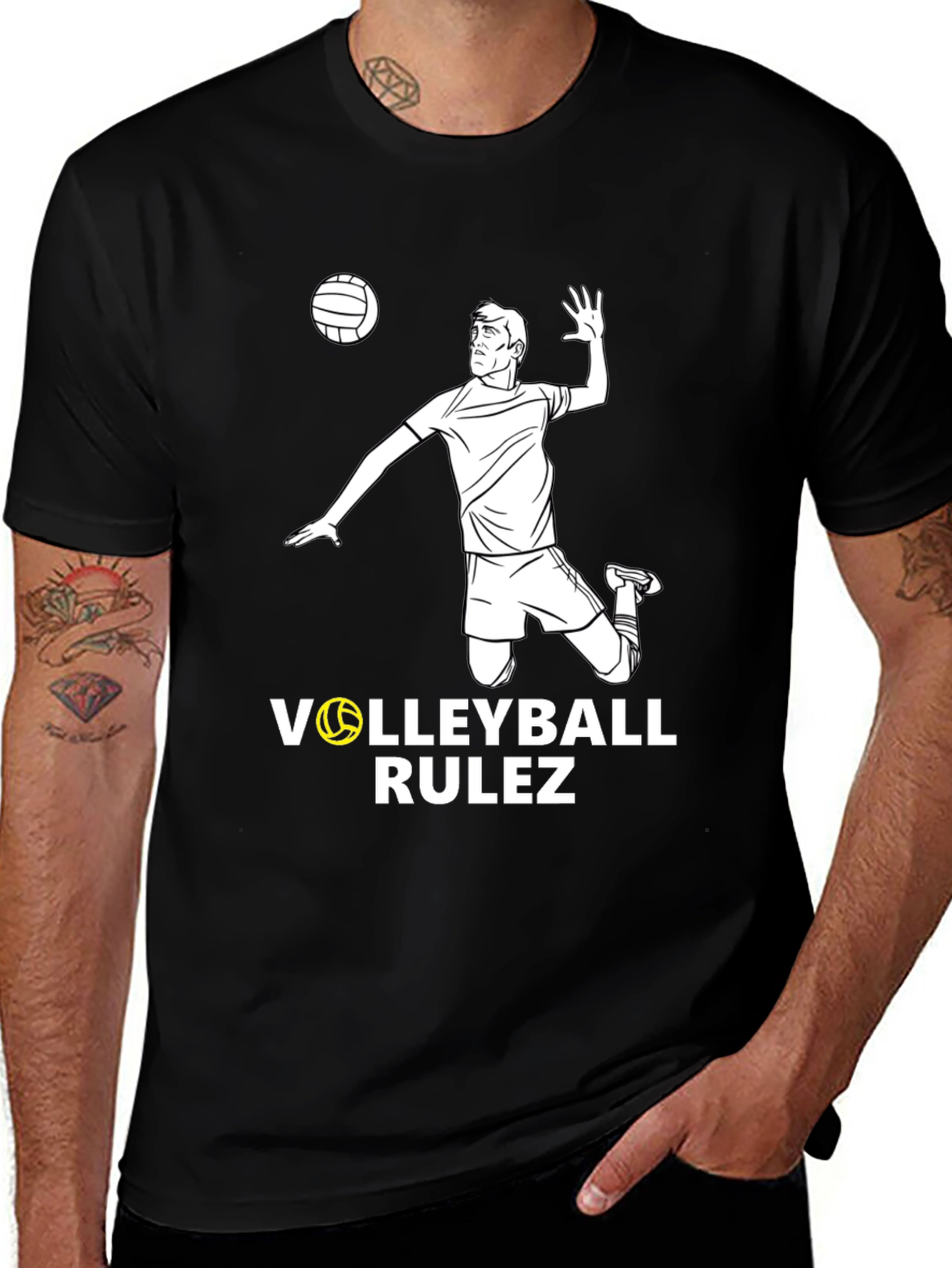 Variant 11 of Volleyball Rulez Graphic T-Shirt - Black
