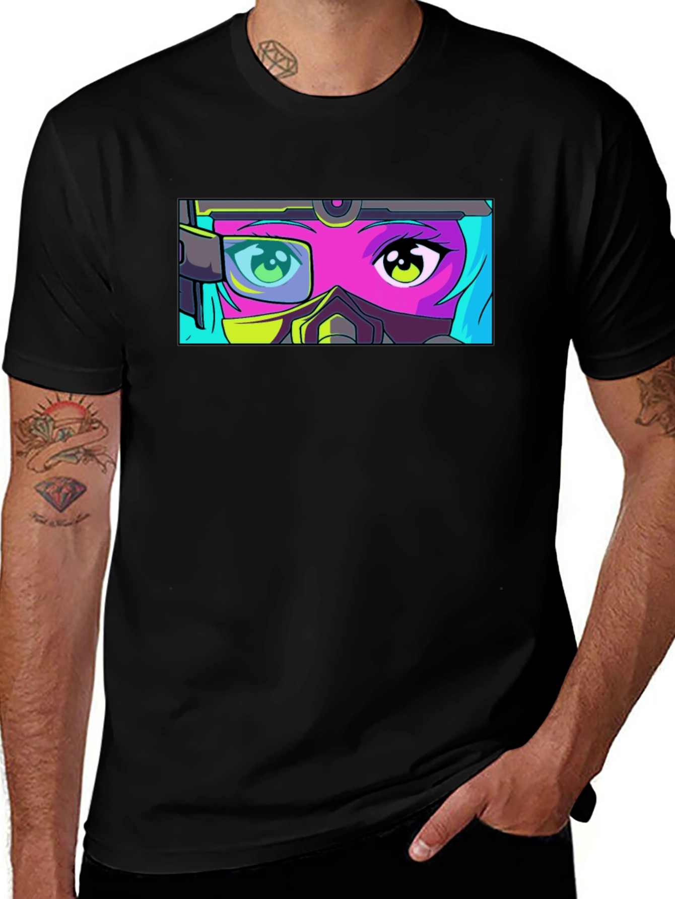 Anime Eyes T-Shirt - Futuristic Manga Graphic Tee