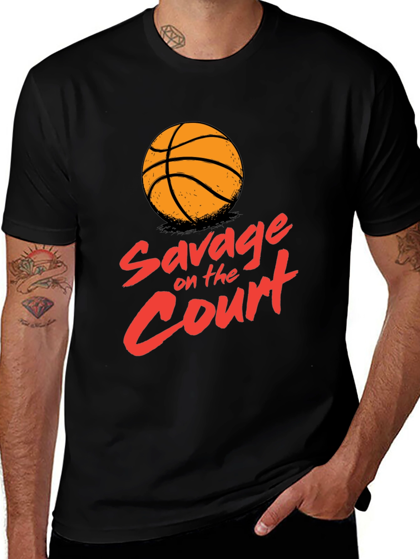 Variant 26 of Savage On The Court Basketball Graphic T-Shirt