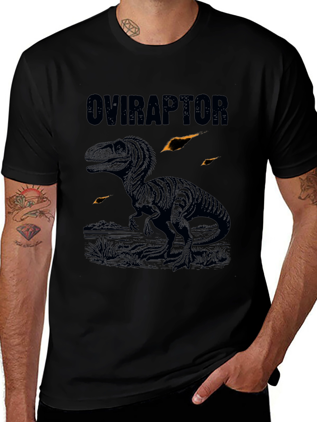Variant 7 of Oviraptor Dinosaur Graphic Print T-Shirt