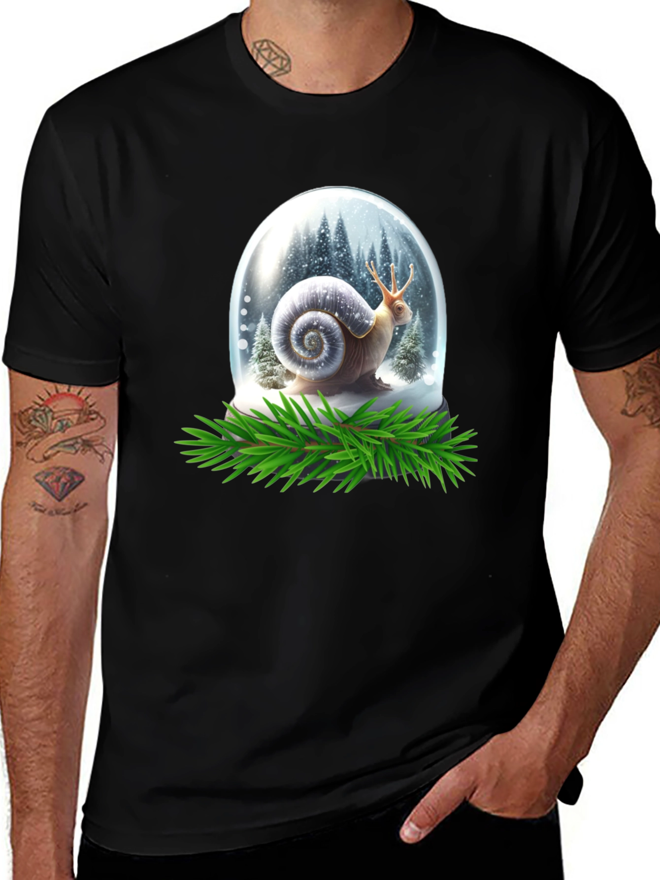 Variant 21 of Snail Snow Globe Graphic Tee