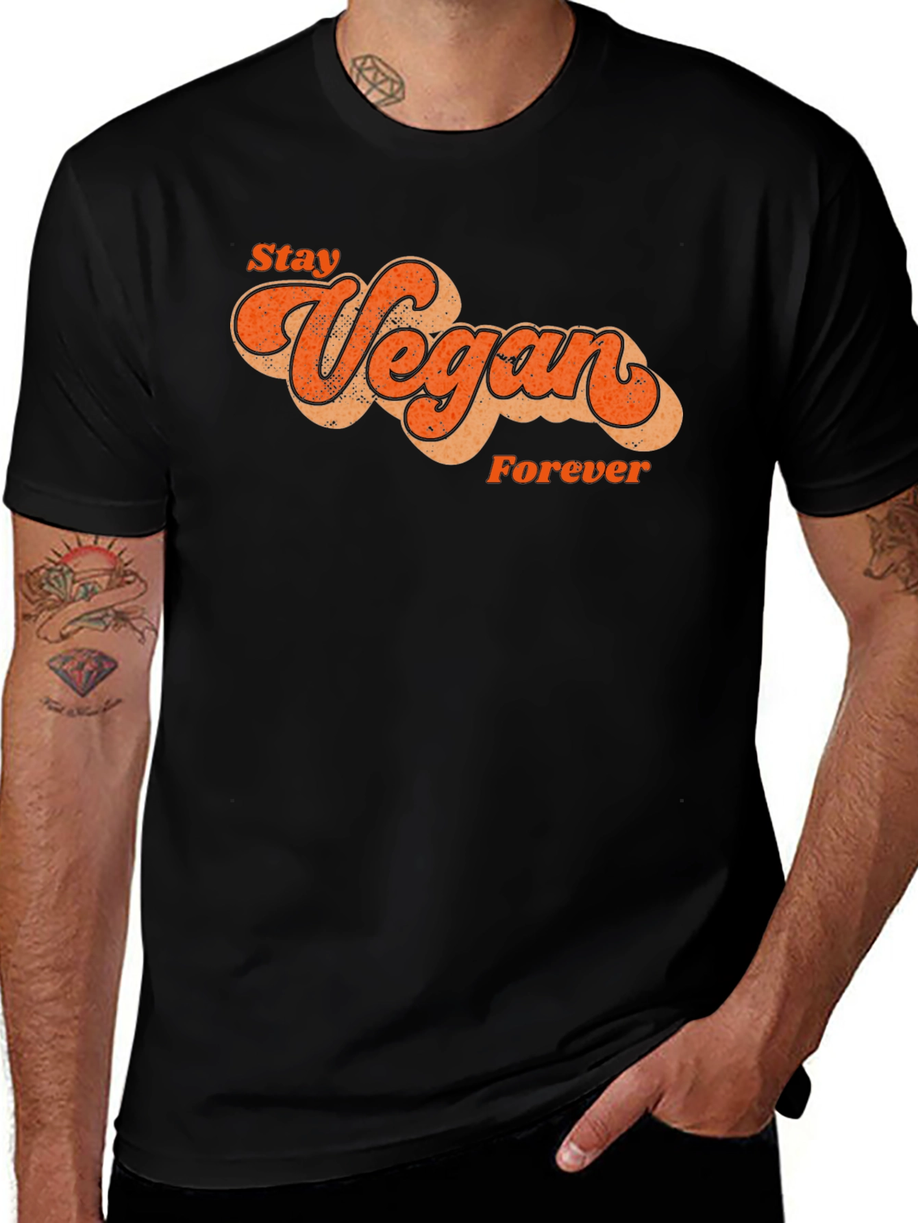 Variant 23 of Stay Vegan Forever T-Shirt - Retro Style