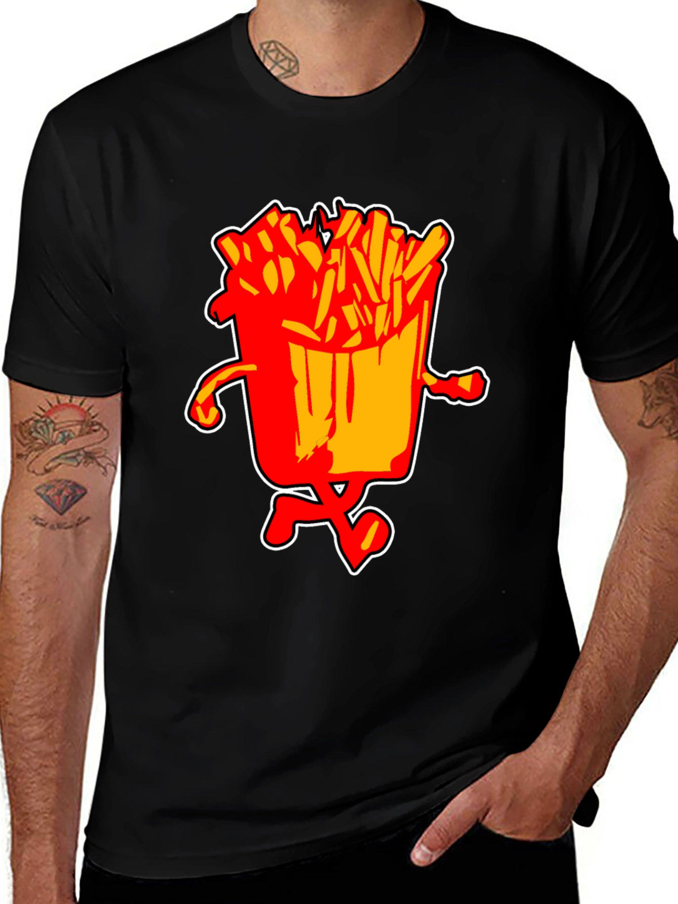 Variant 23 of Funny French Fry Cartoon Black T-Shirt