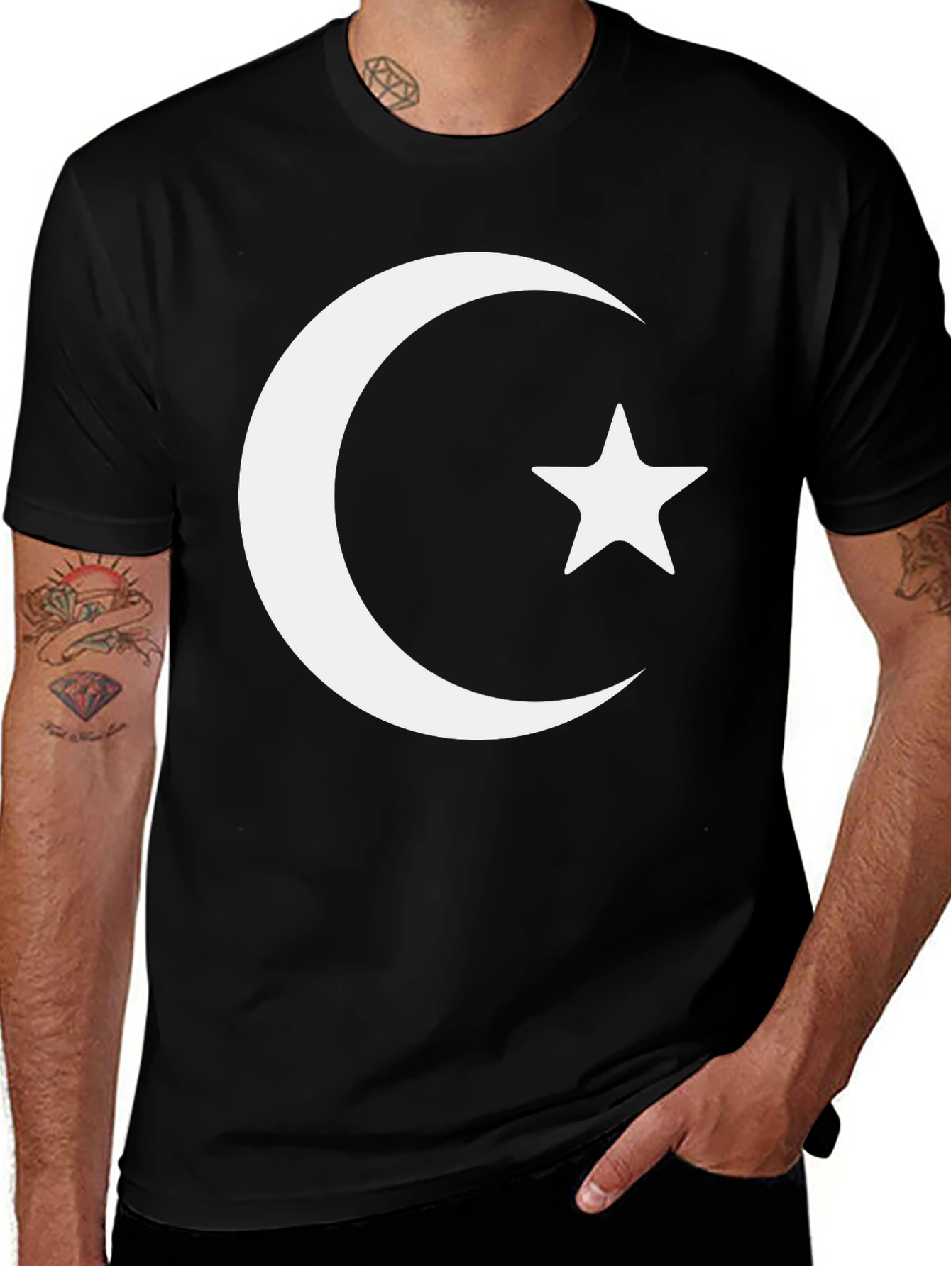 Variant 14 of Star and Crescent Black T-Shirt
