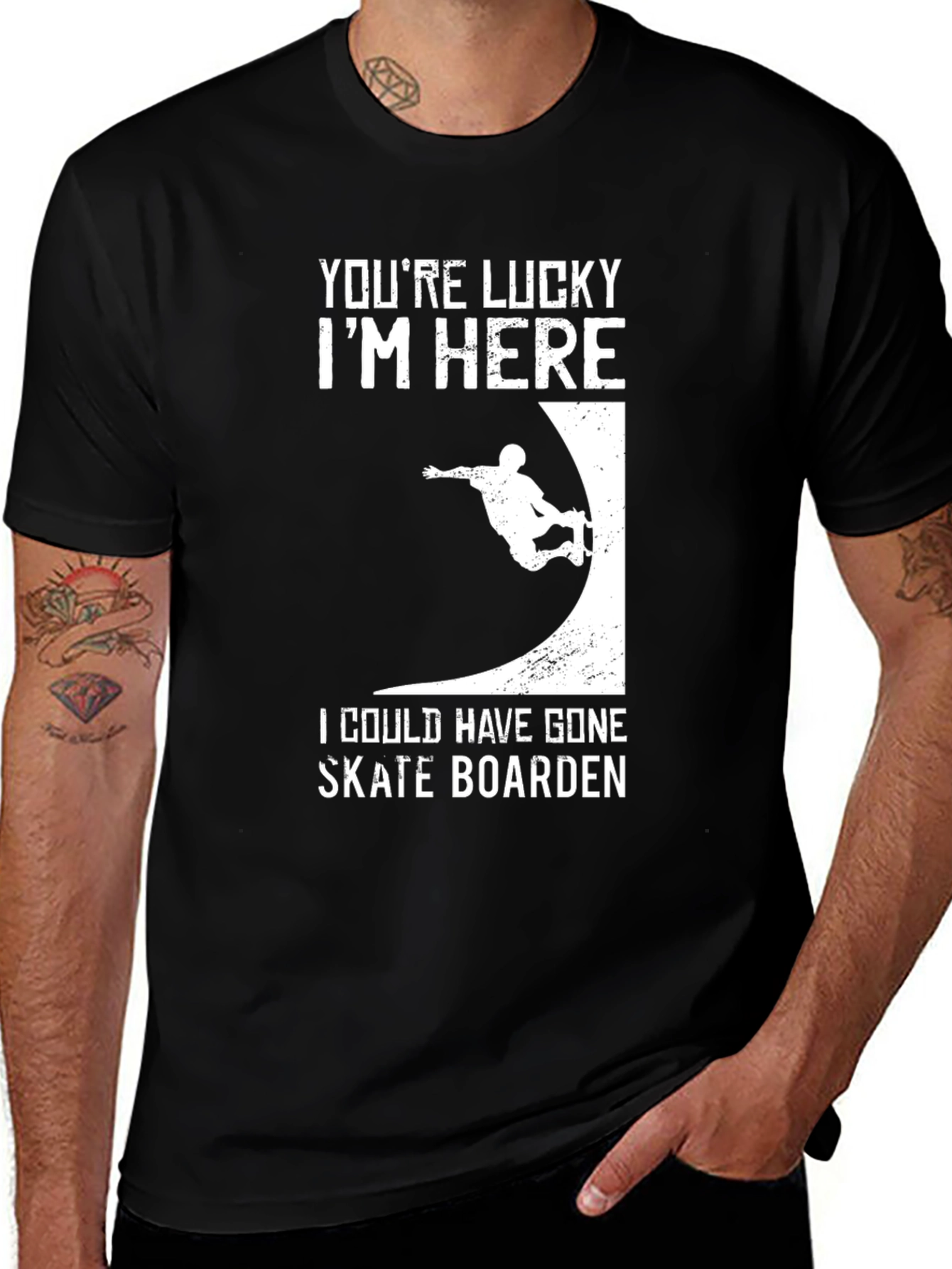 Variant 20 of Lucky Skateboarder Graphic Tee - Black