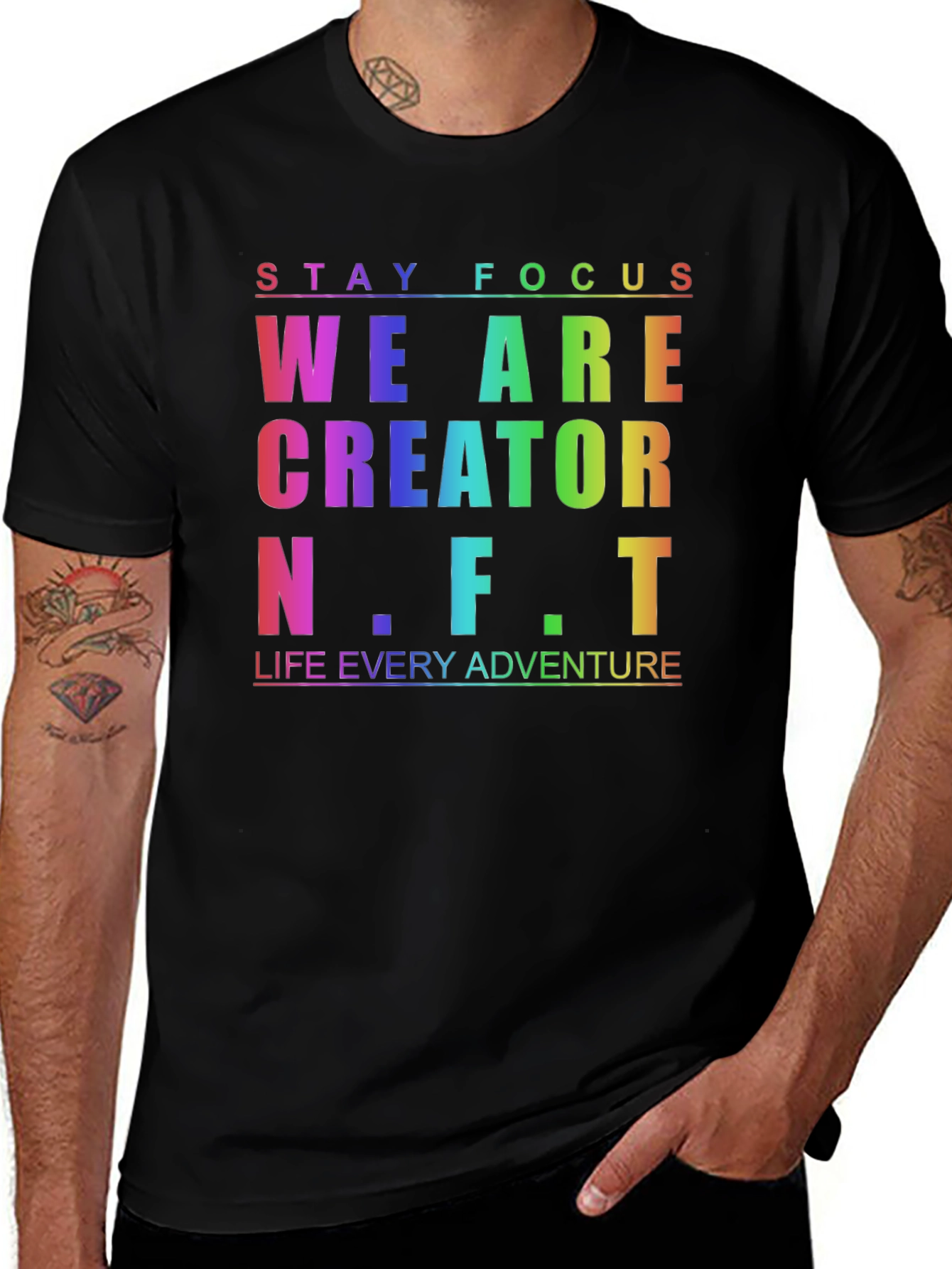 Variant 20 of Stay Focus Creator N.F.T. Black T-Shirt