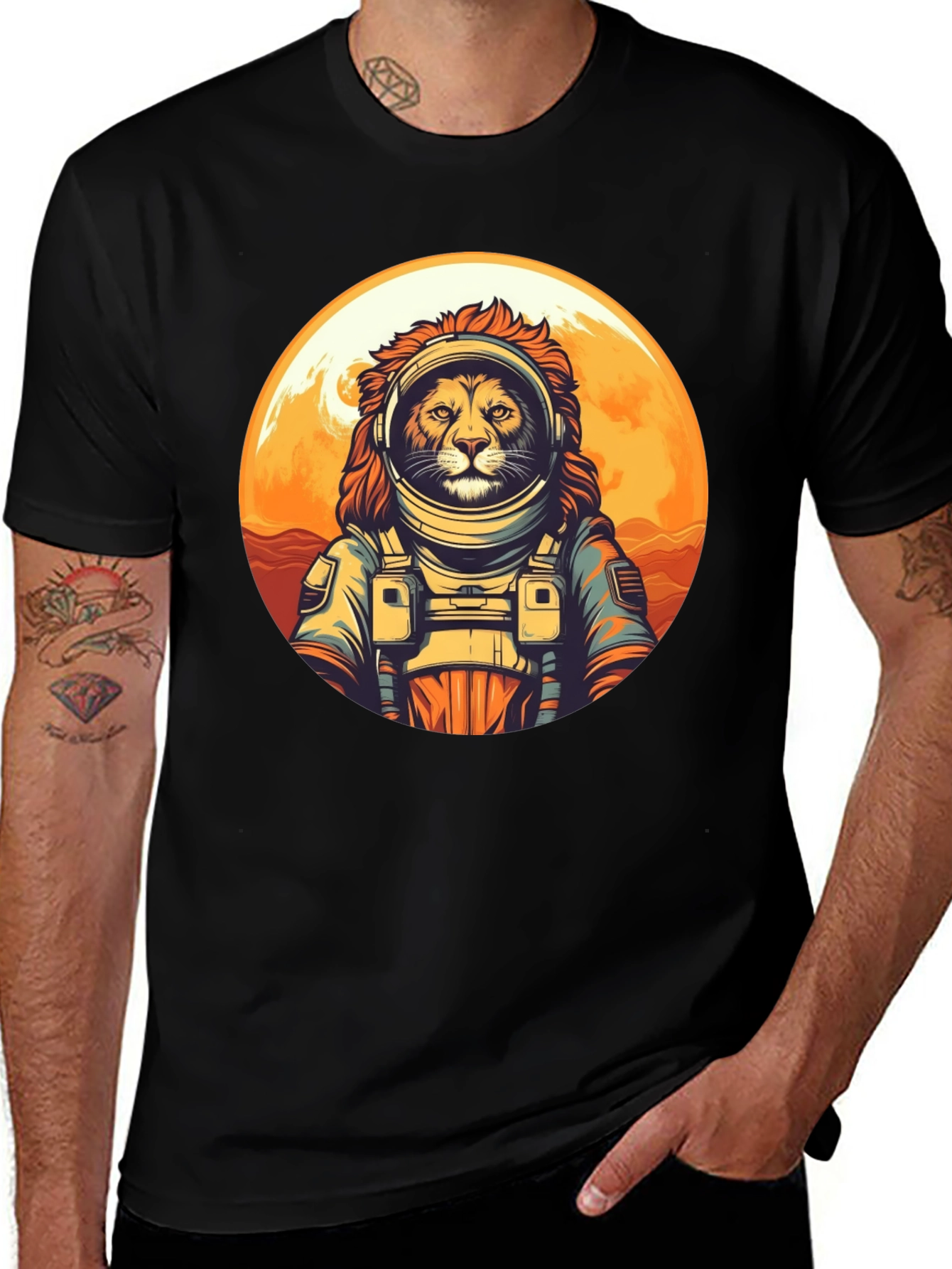 Variant 28 of Lion Astronaut Graphic Tee - Space Adventure Shirt