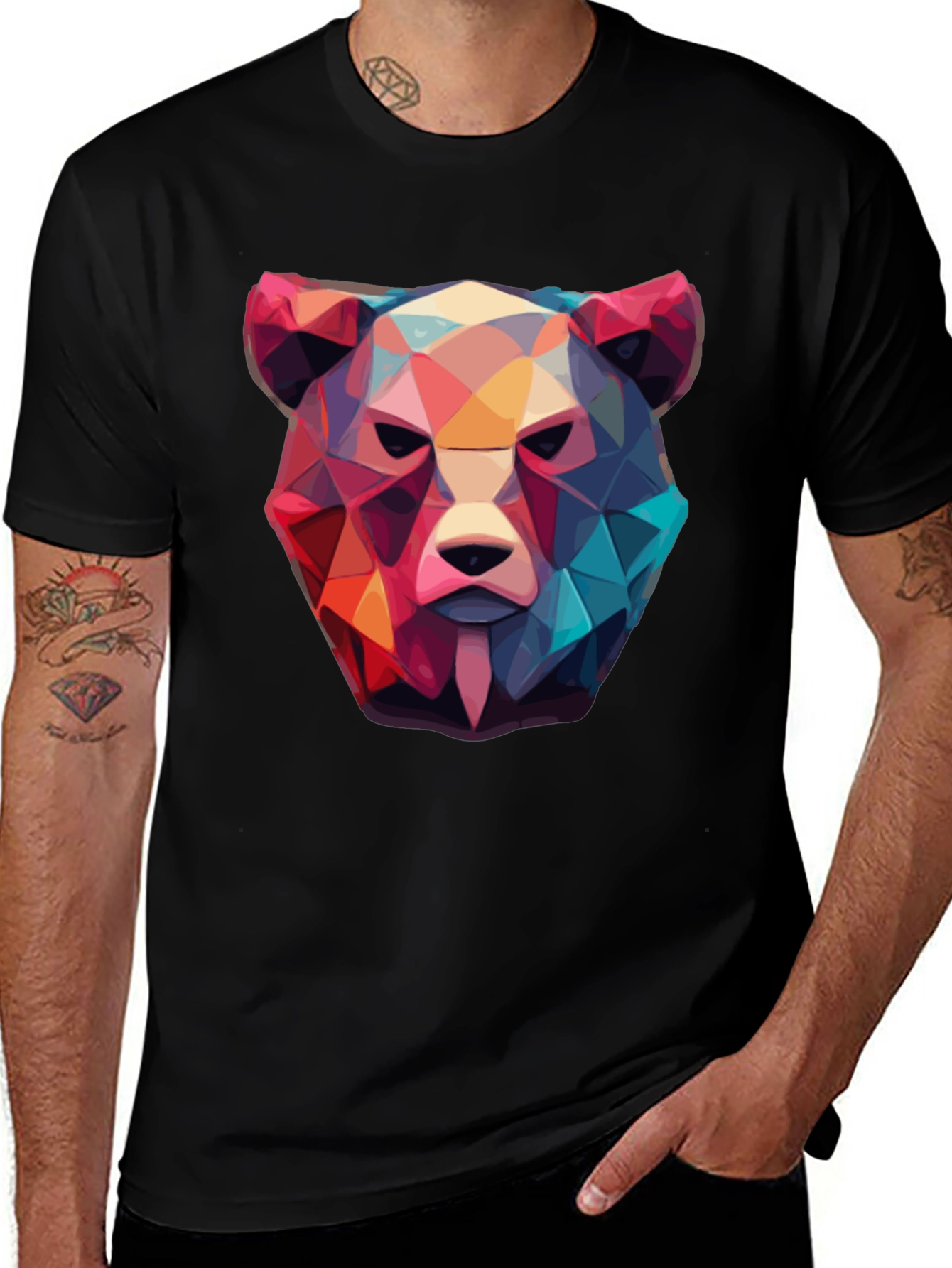 Variant 19 of Geometric Bear Graphic Tee - Modern Art T-Shirt