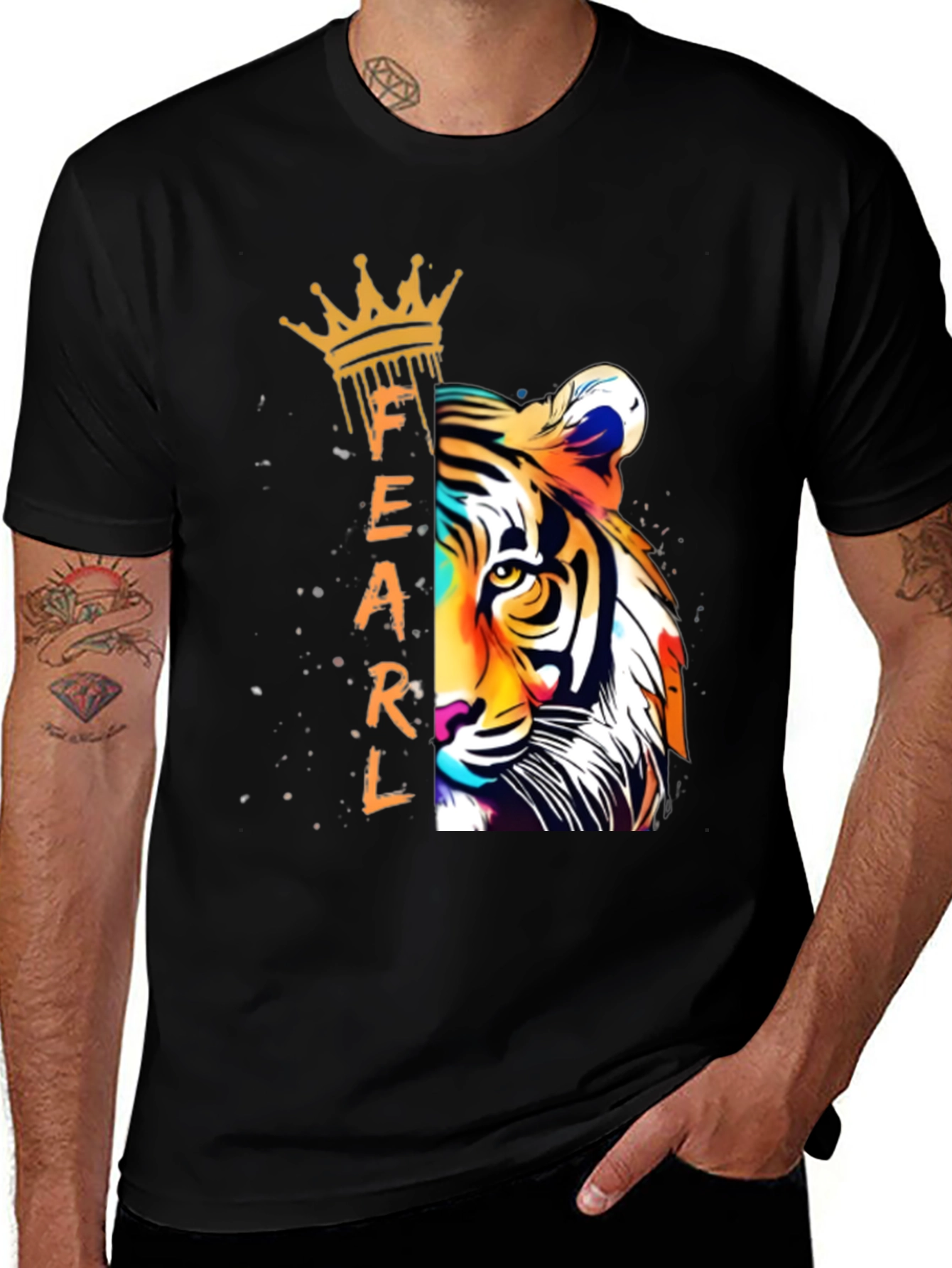 Variant 7 of Fearless Tiger Graphic Tee - Black