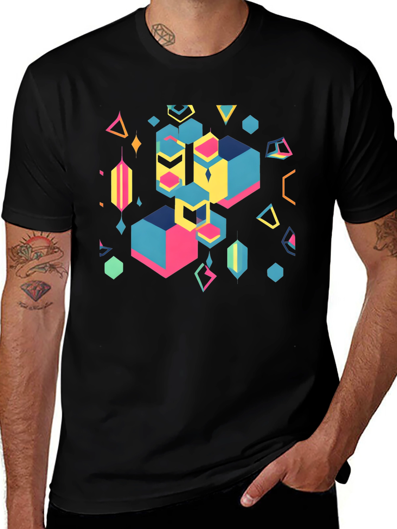 Variant 4 of Geometric Abstract Black Graphic Tee