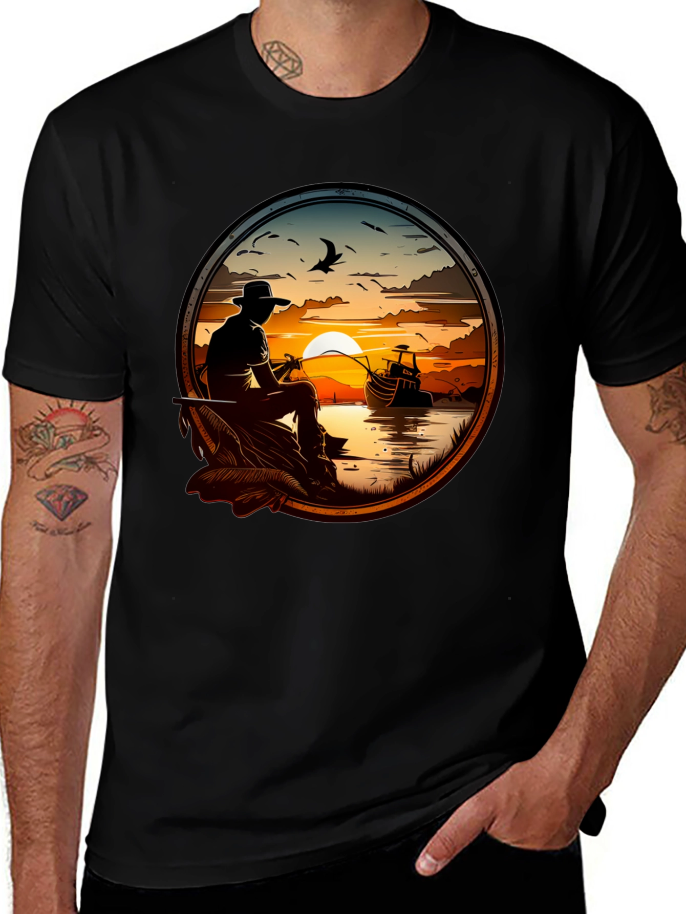 Variant 20 of Fishing Sunset Graphic Tee
