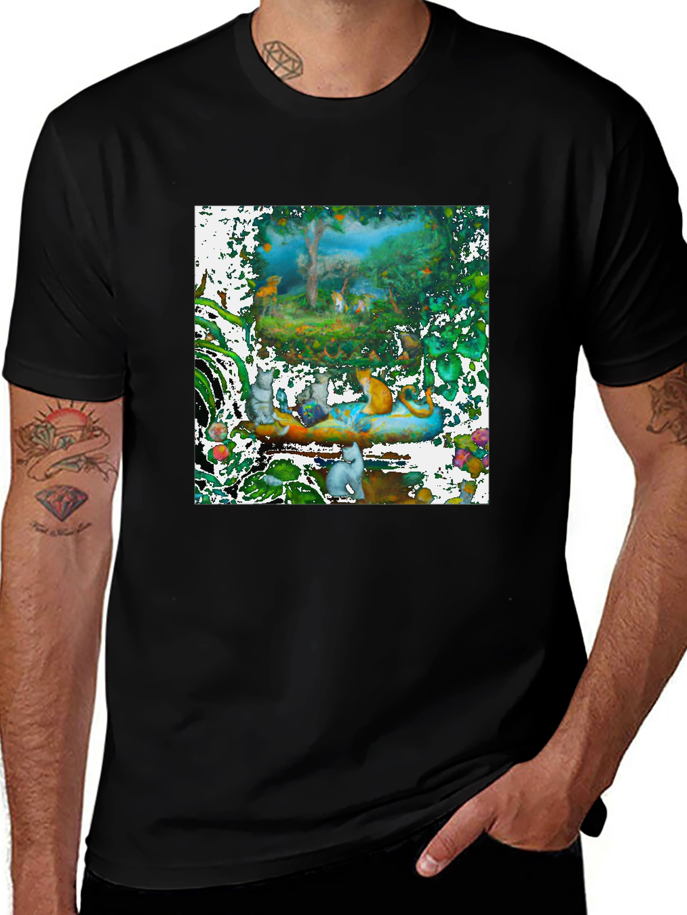 Variant 21 of Fantasy Feline Forest Tee
