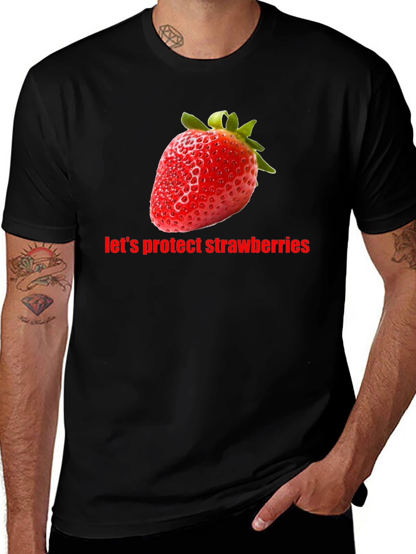 Variant 11 of Protect Strawberries Tee - Black Unisex T-Shirt