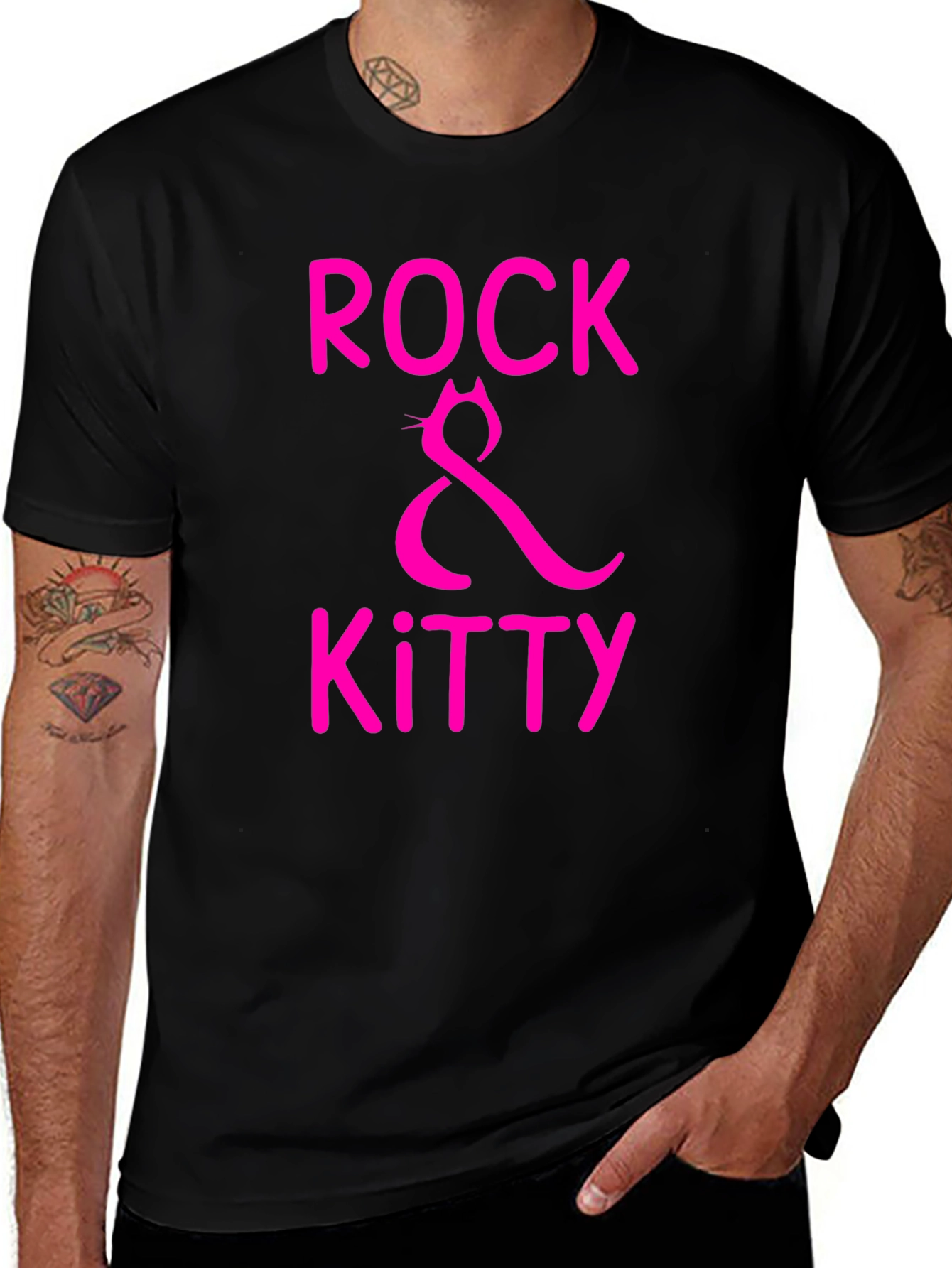 Variant 14 of Rock & Kitty Graphic Tee - Black Cotton T-Shirt