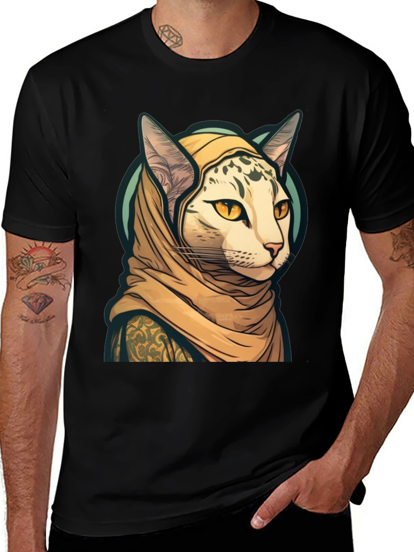 Variant 6 of Cat in Headscarf T-Shirt - Unique Graphic Tee