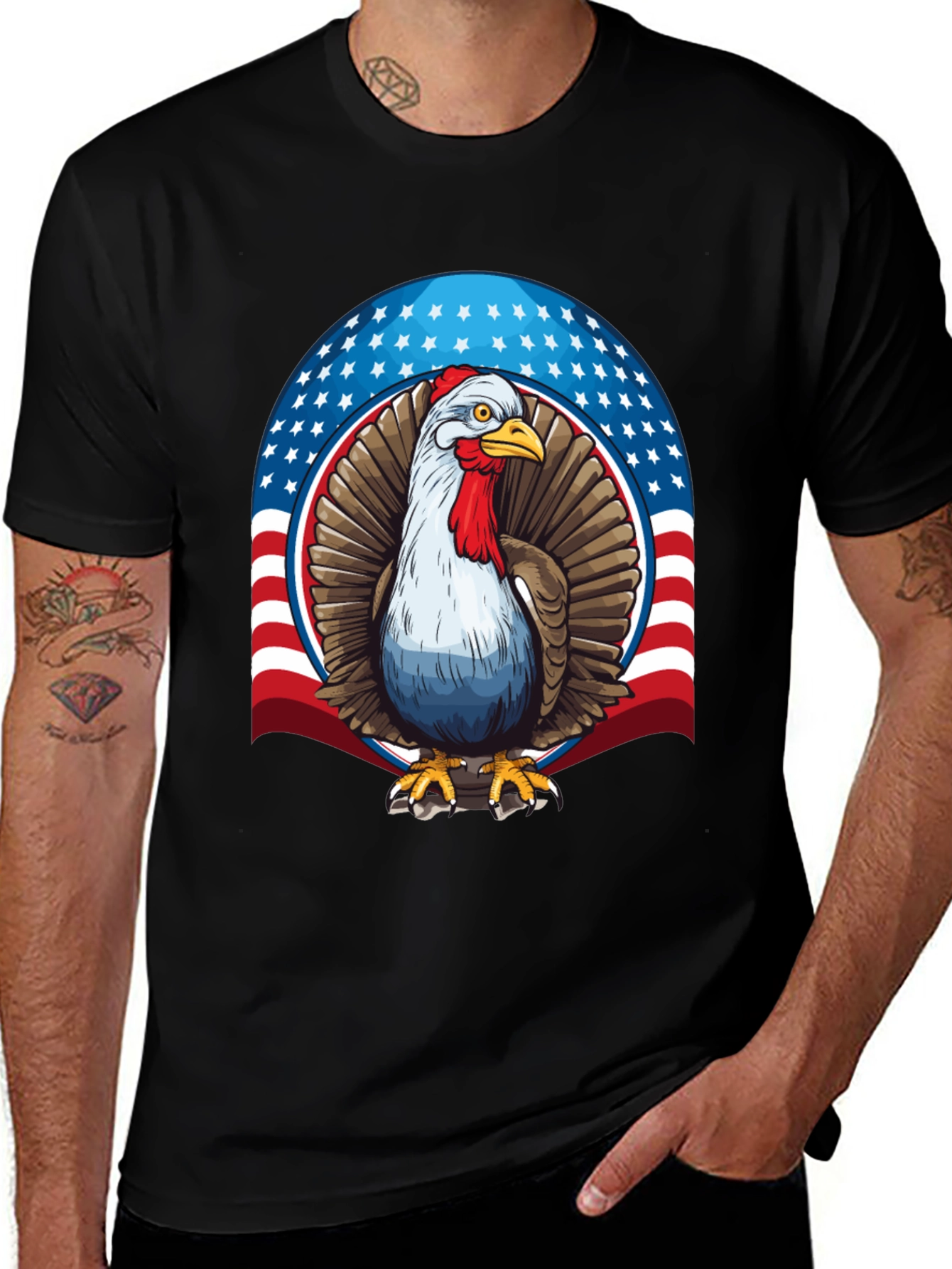 Patriotic Turkey Graphic T-Shirt