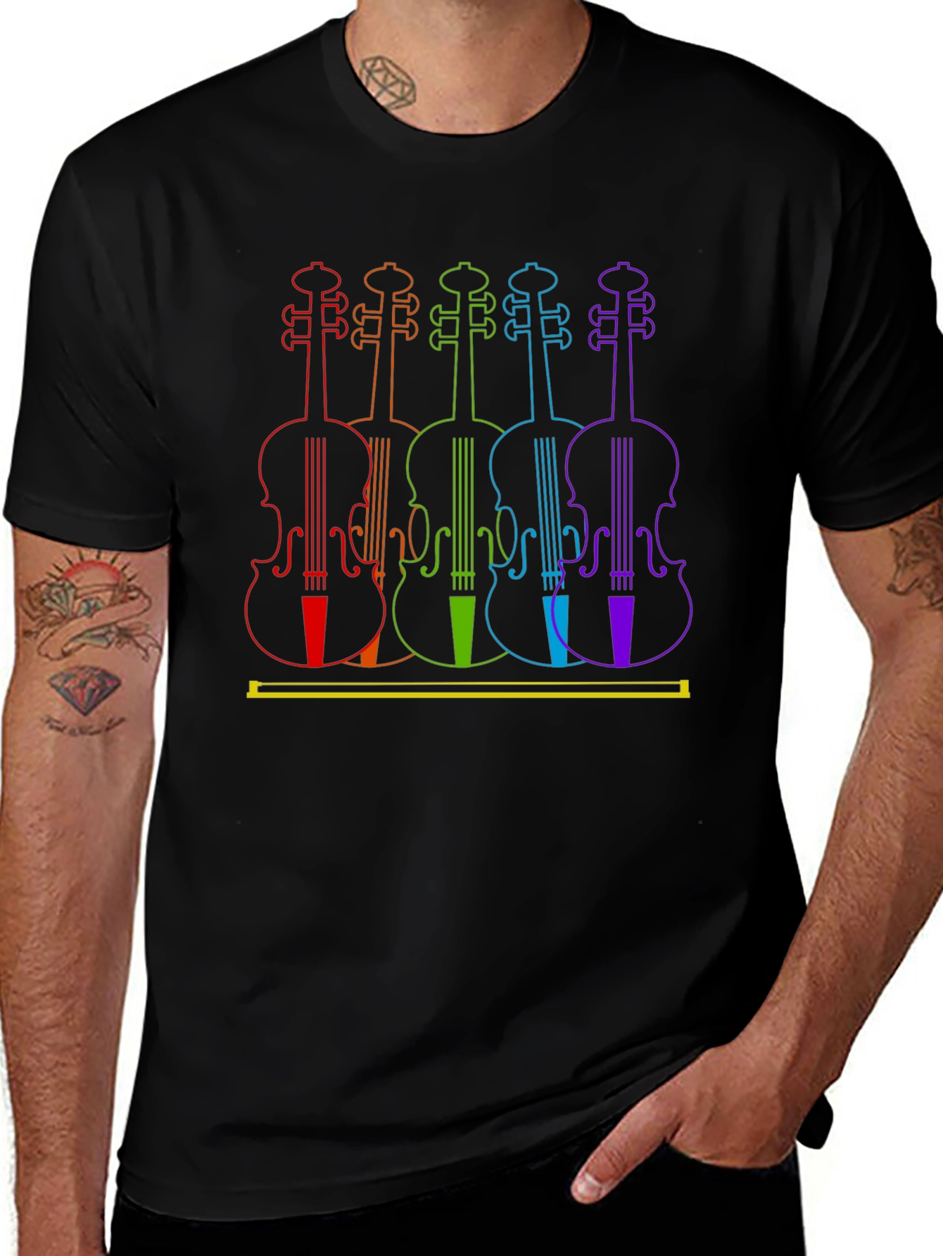 Rainbow Violin T-Shirt - Musical Art Tee