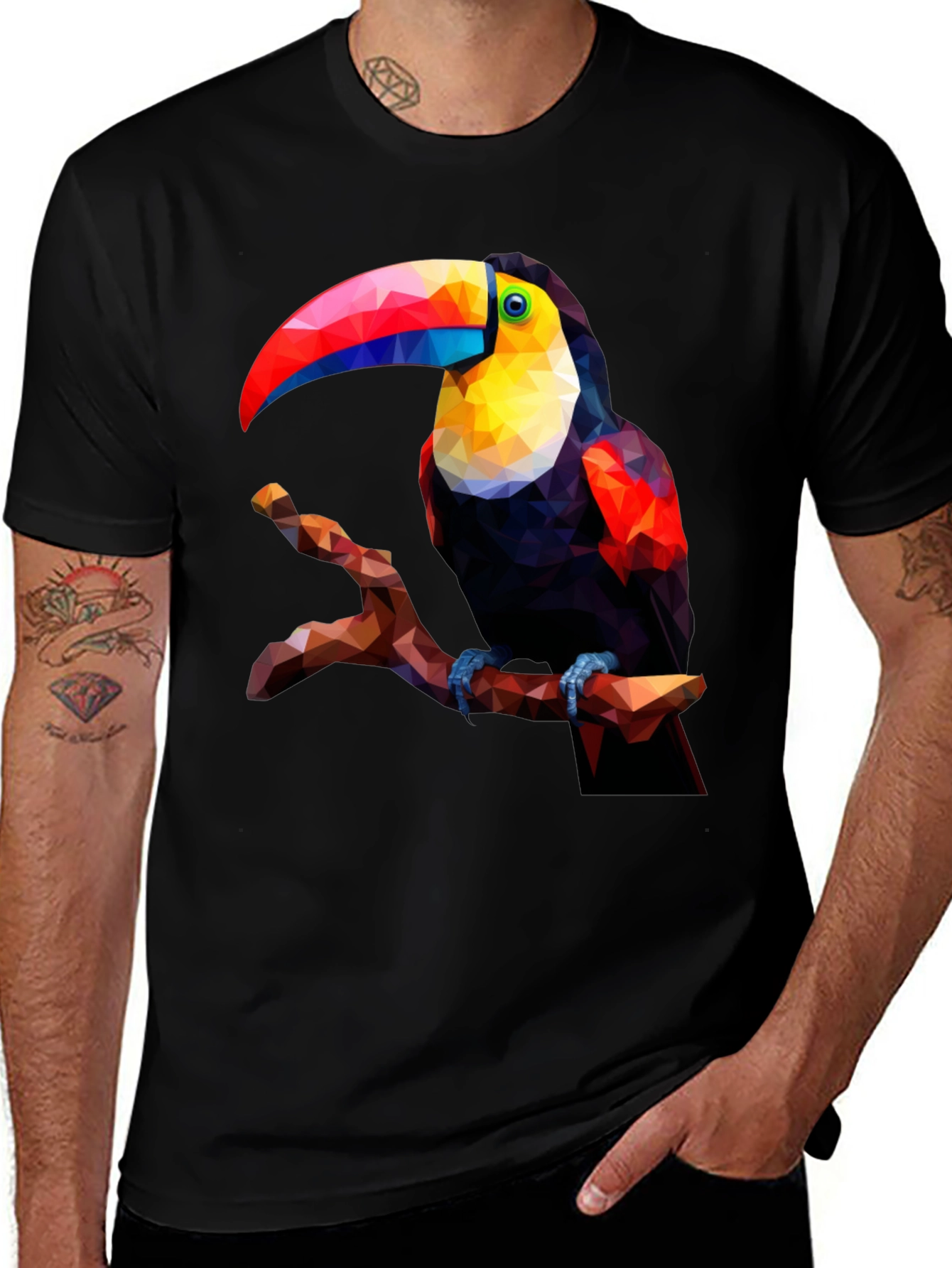 Variant 11 of Geometric Toucan Graphic Tee - Black T-Shirt