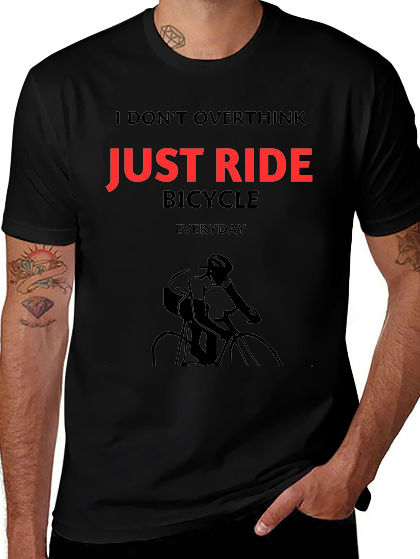 Variant 17 of Just Ride Bicycle Graphic Tee - Everyday Cycling Shirt