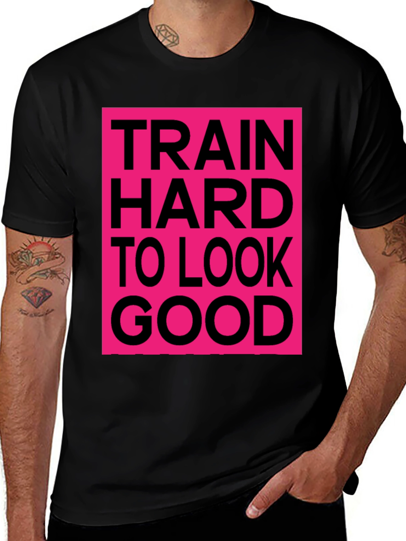 Train Hard Graphic Tee - Black Cotton Casual Shirt