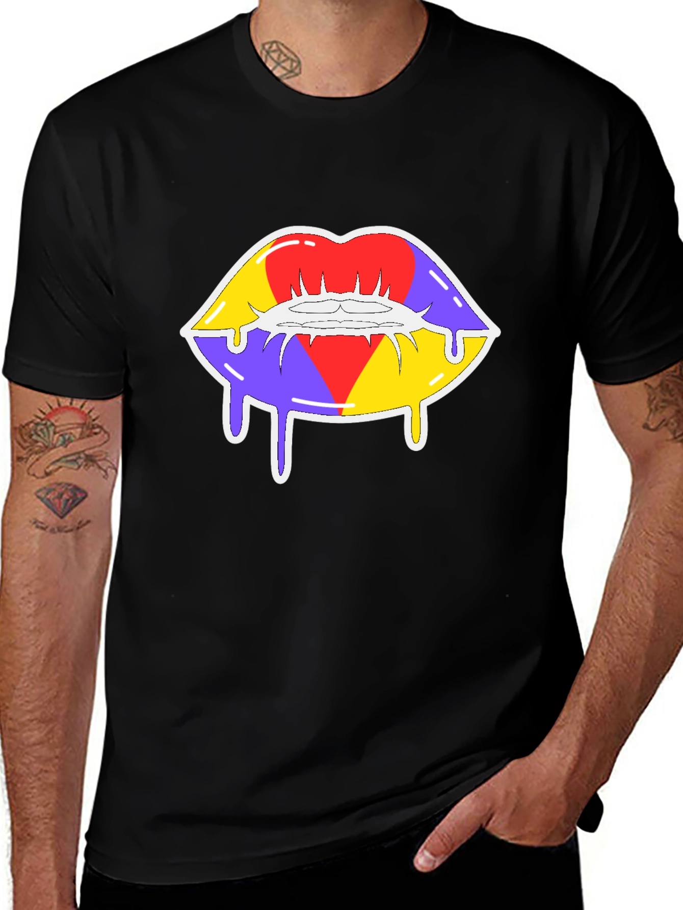 Variant 6 of Melting Lips Graphic Tee - Unique Artistic Design