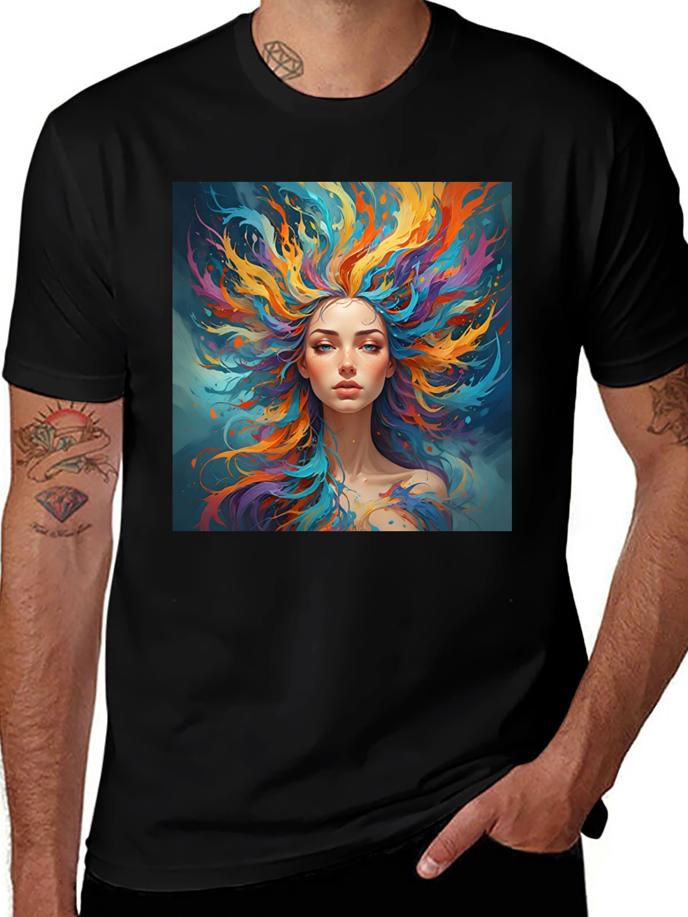 Variant 15 of Artistic Woman Graphic Black T-Shirt