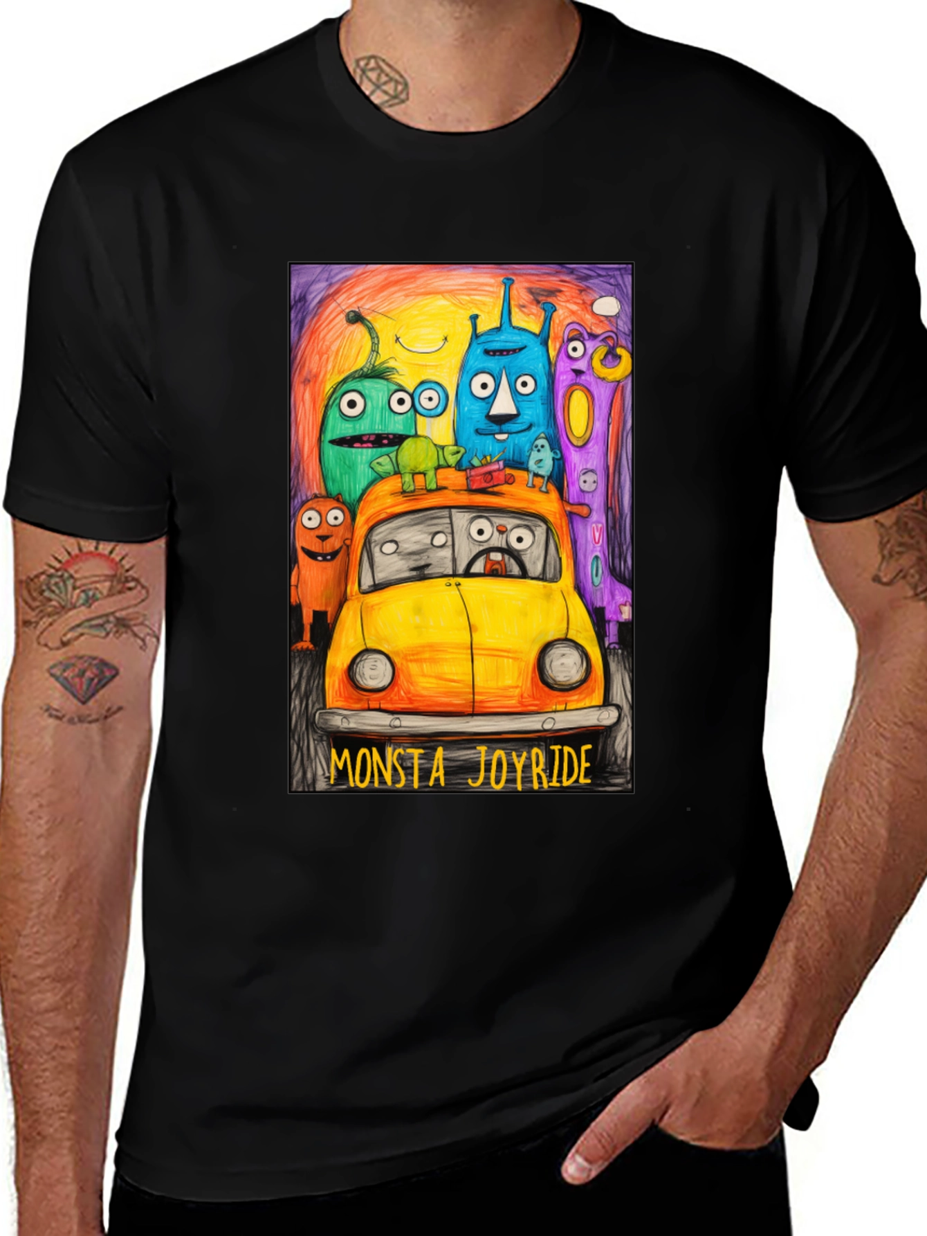 Monsta Joyride T-Shirt, Cartoon Monsters