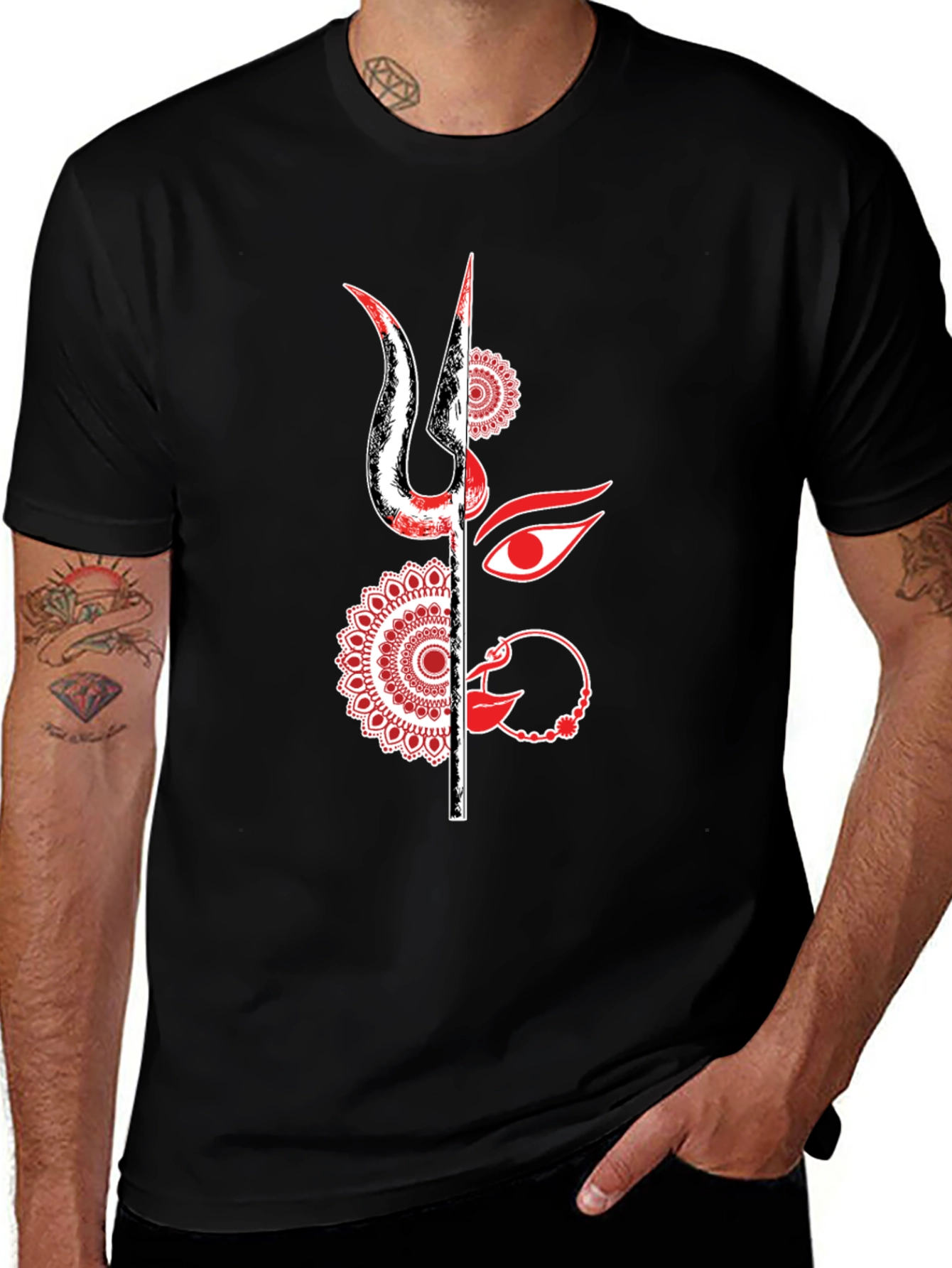 Variant 30 of Black T-Shirt with Durga Face Graphic