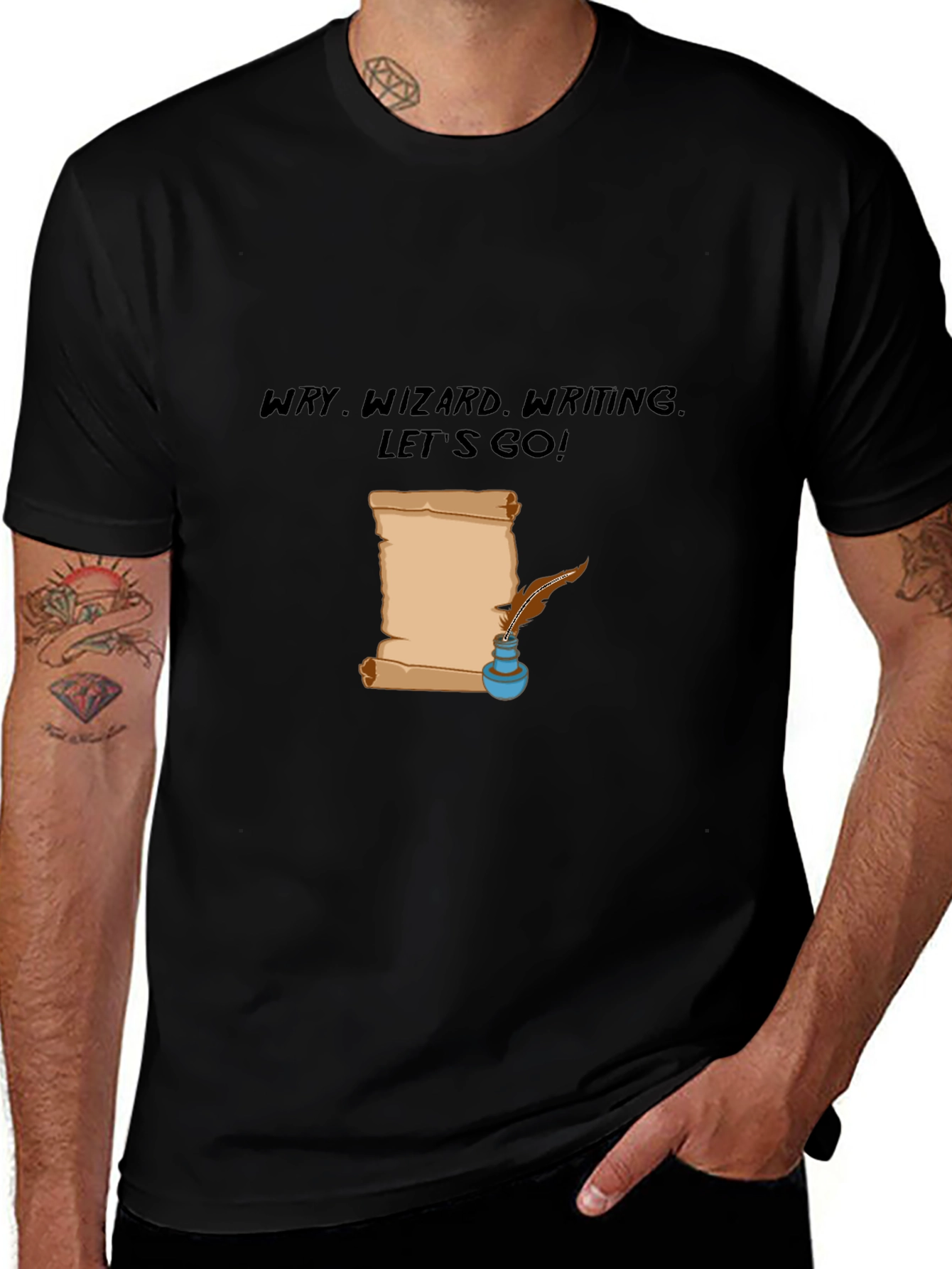 Variant 24 of Wry Wizard Writing T-Shirt