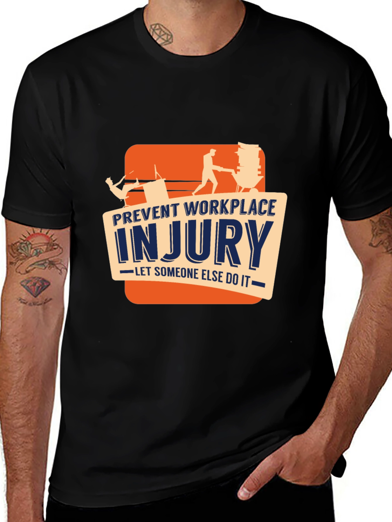 Black Prevent Workplace Injury Graphic Tee main image