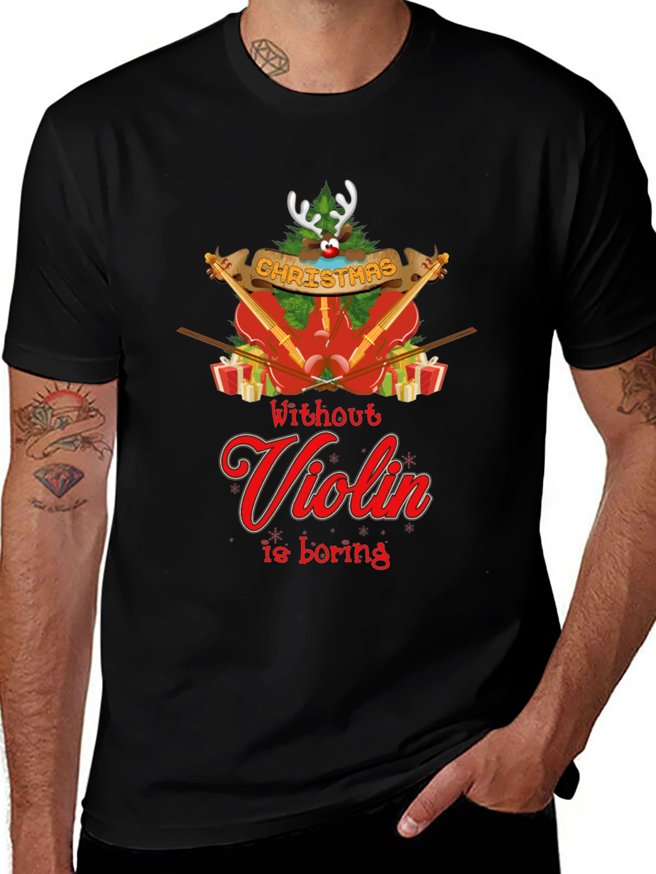 Christmas Violin T-Shirt - Holiday Music Lover Tee