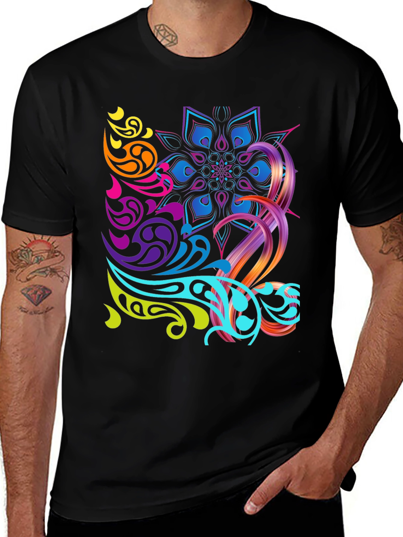 Variant 29 of Vibrant Graphic Print Black T-Shirt