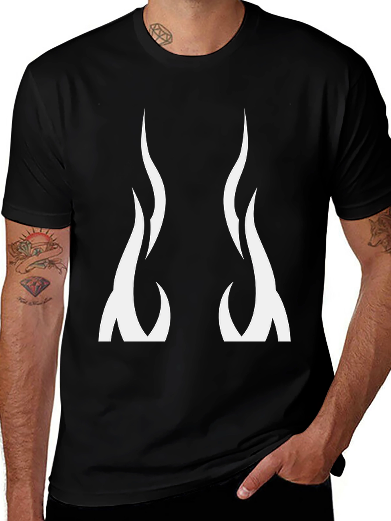 Variant 28 of Black Graphic Tee - Flame Design