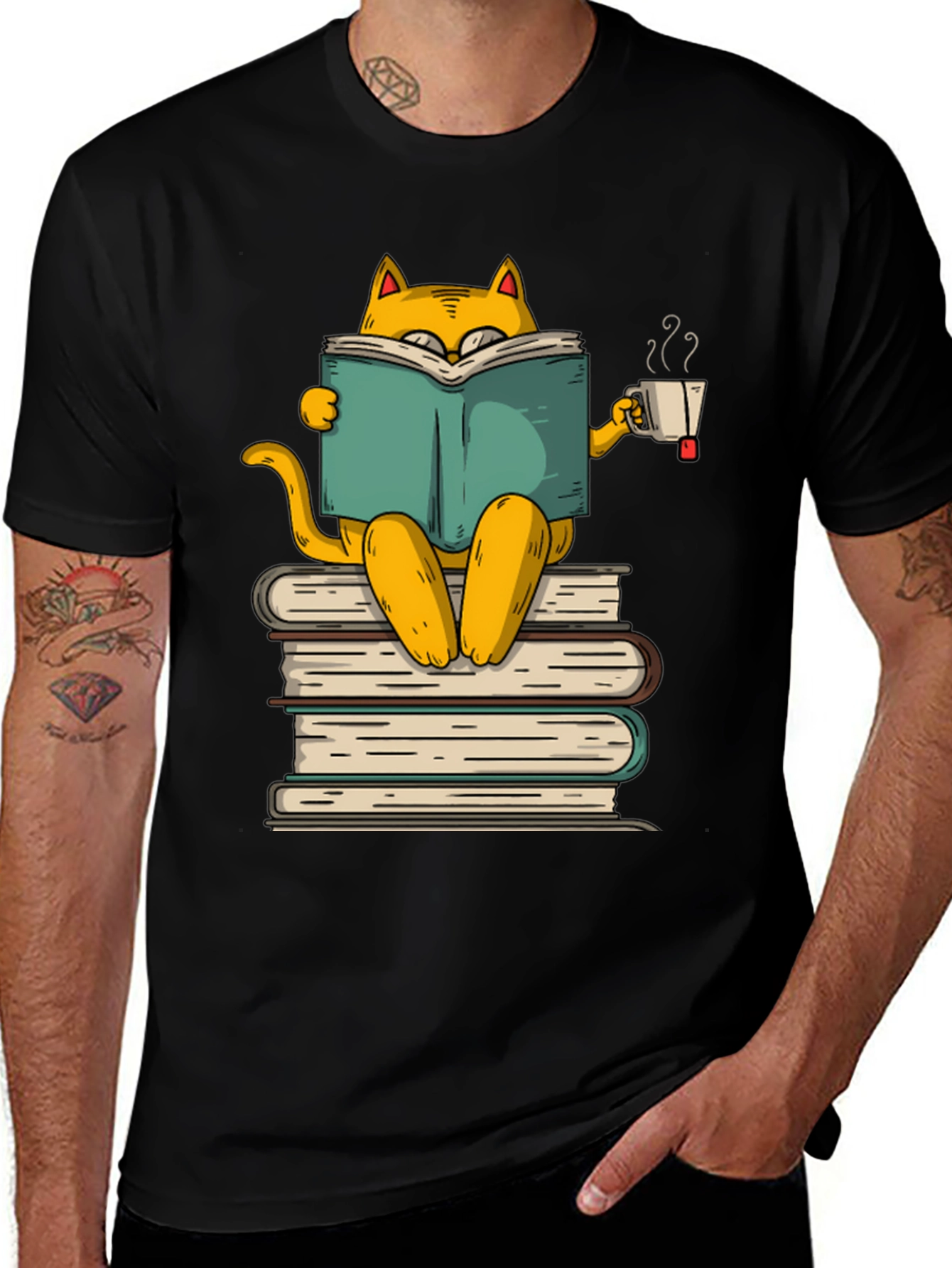 Variant 12 of Bookish Cat T-Shirt - Literary Kitten Tee