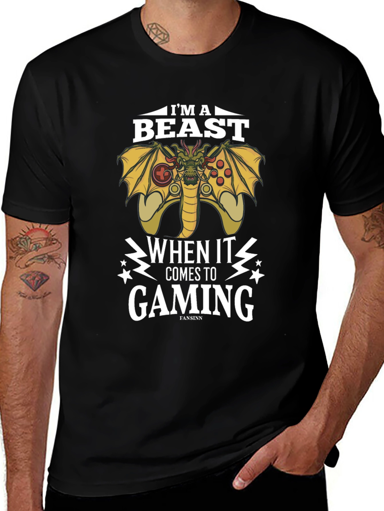 Variant 10 of I'm a Beast Gaming T-Shirt - Dragon Controller Design